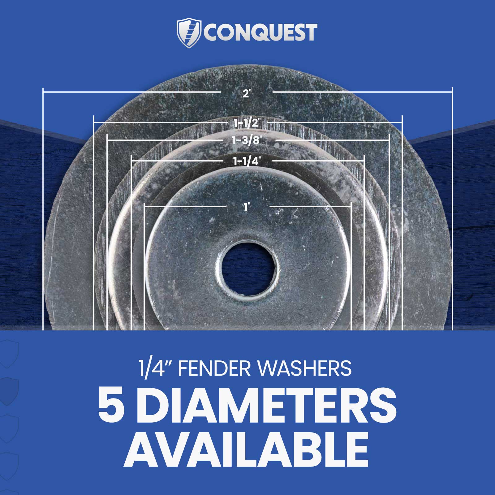1/4" Fender Washers - 5 Diameters Available