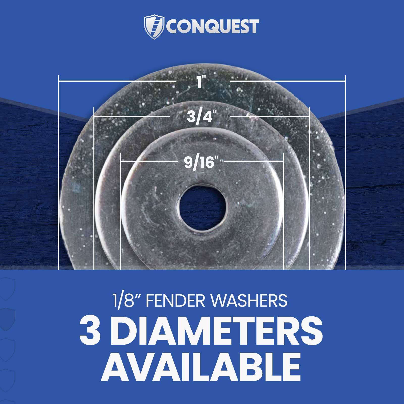 1/8" Fender Washers - 3 Diameters Available