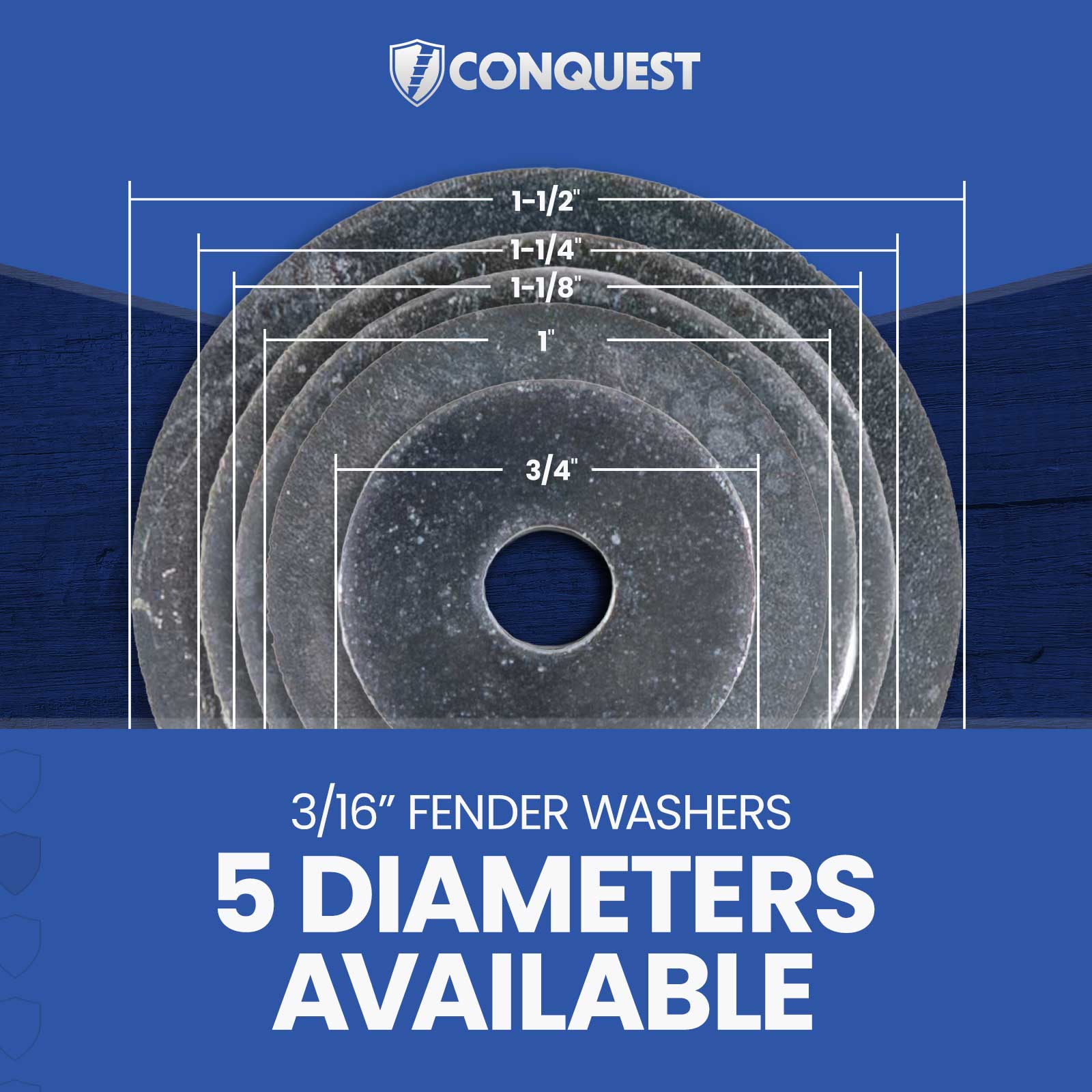 3/16" Fender Washers - 5 Diameters Available