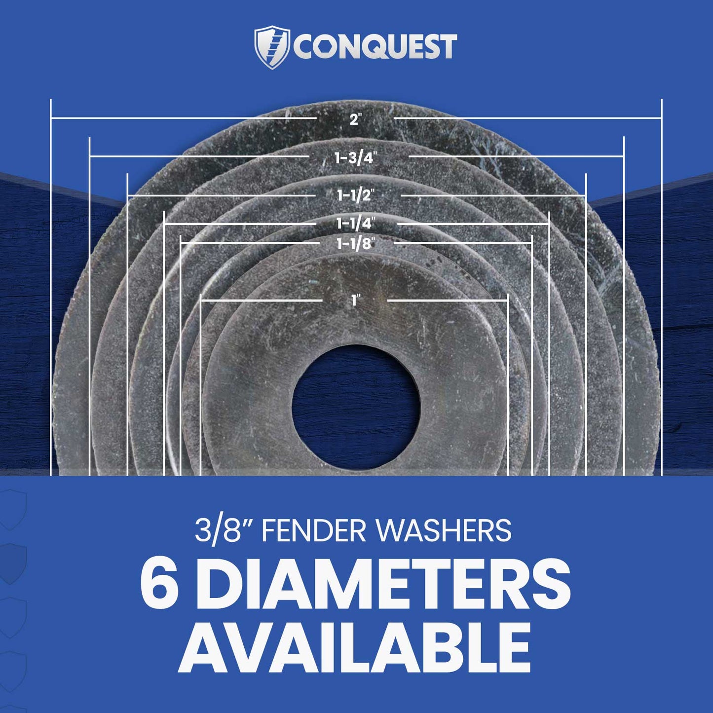 3/8" Fender Washers - 6 Diameters Available