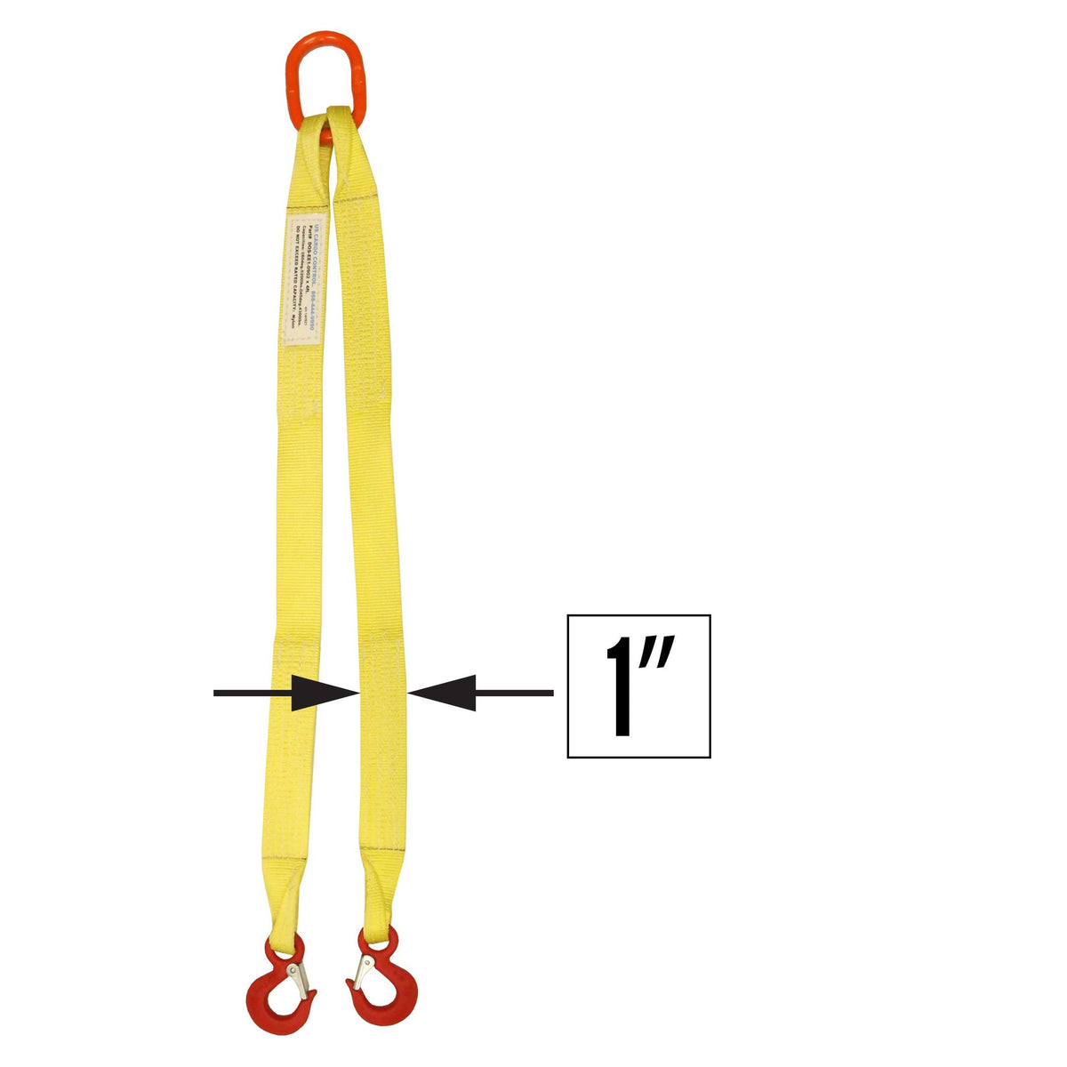 1"x7' (1 ply) Double Leg Nylon Sling w/ Master Link & Sling Hook