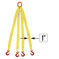 1"x7' (2 ply) Quad Leg Nylon Sling w/ Master Link & Sling Hook