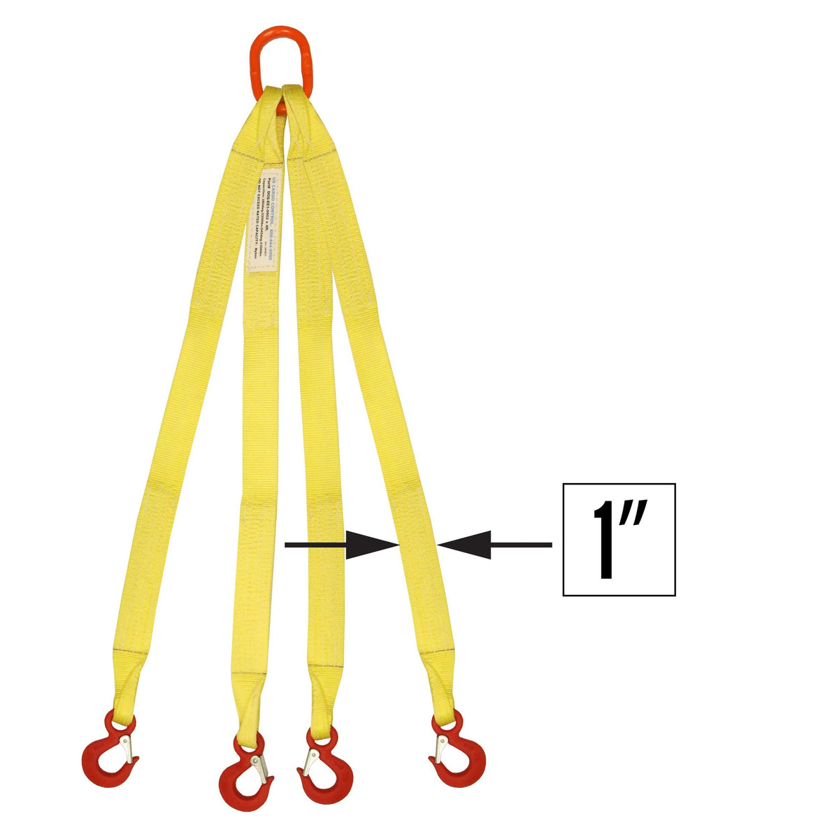 1"x4' (1 ply) Quad Leg Nylon Sling w/ Master Link & Sling Hook