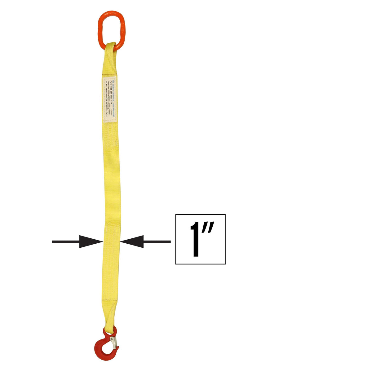 1"x3' (1 ply) Single Leg Nylon Sling w/ Master Link & Sling Hook
