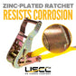1" x 10' Ratchet Strap w/ S-Hook | 4-Pack