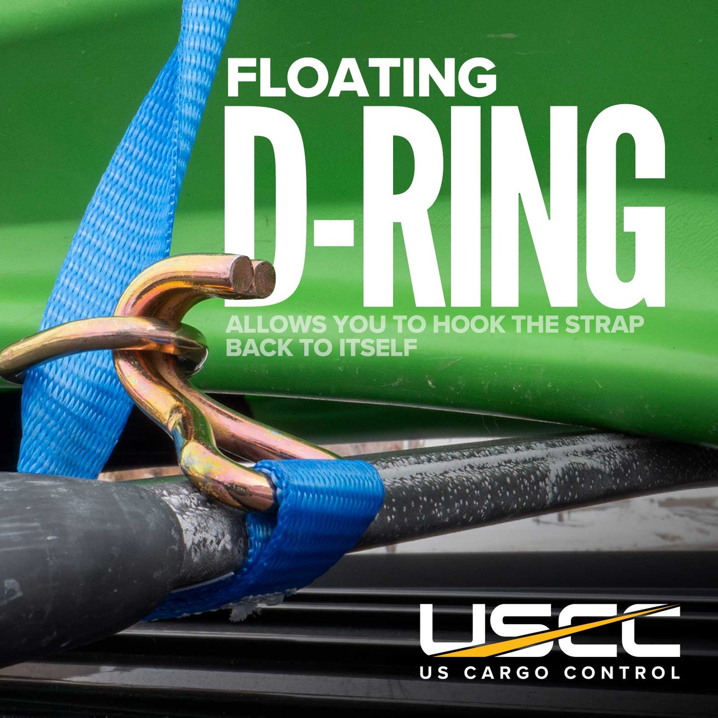 1" x 10' Ratchet Strap w/ J-Hook & D-Ring