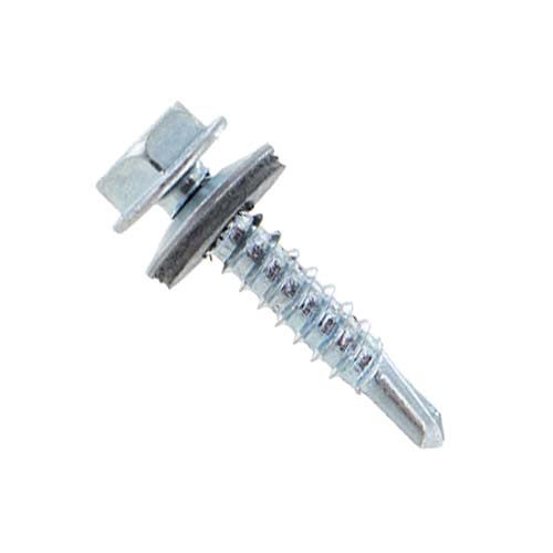 10-16 x 1" HWH Steelbinder Self-Drilling Metal Roofing Screw w/Washer - Electro-Galvanized, Pkg 250