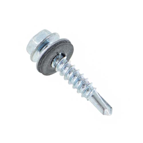 10-16 x 1" HWH Steelbinder Self-Drilling Metal Roofing Screw w/Washer - Electro-Galvanized, Pkg 250