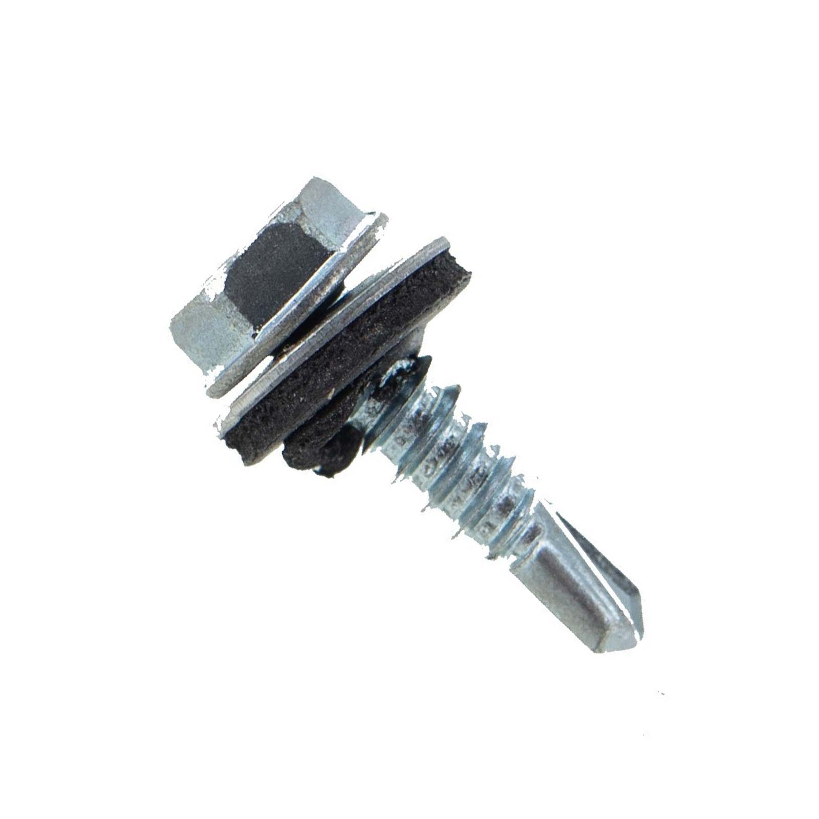 10-16 x 3/4" HWH Steelbinder Self-Drilling Metal Roofing Screw w/Washer - Electro-Galvanized, Pkg 250