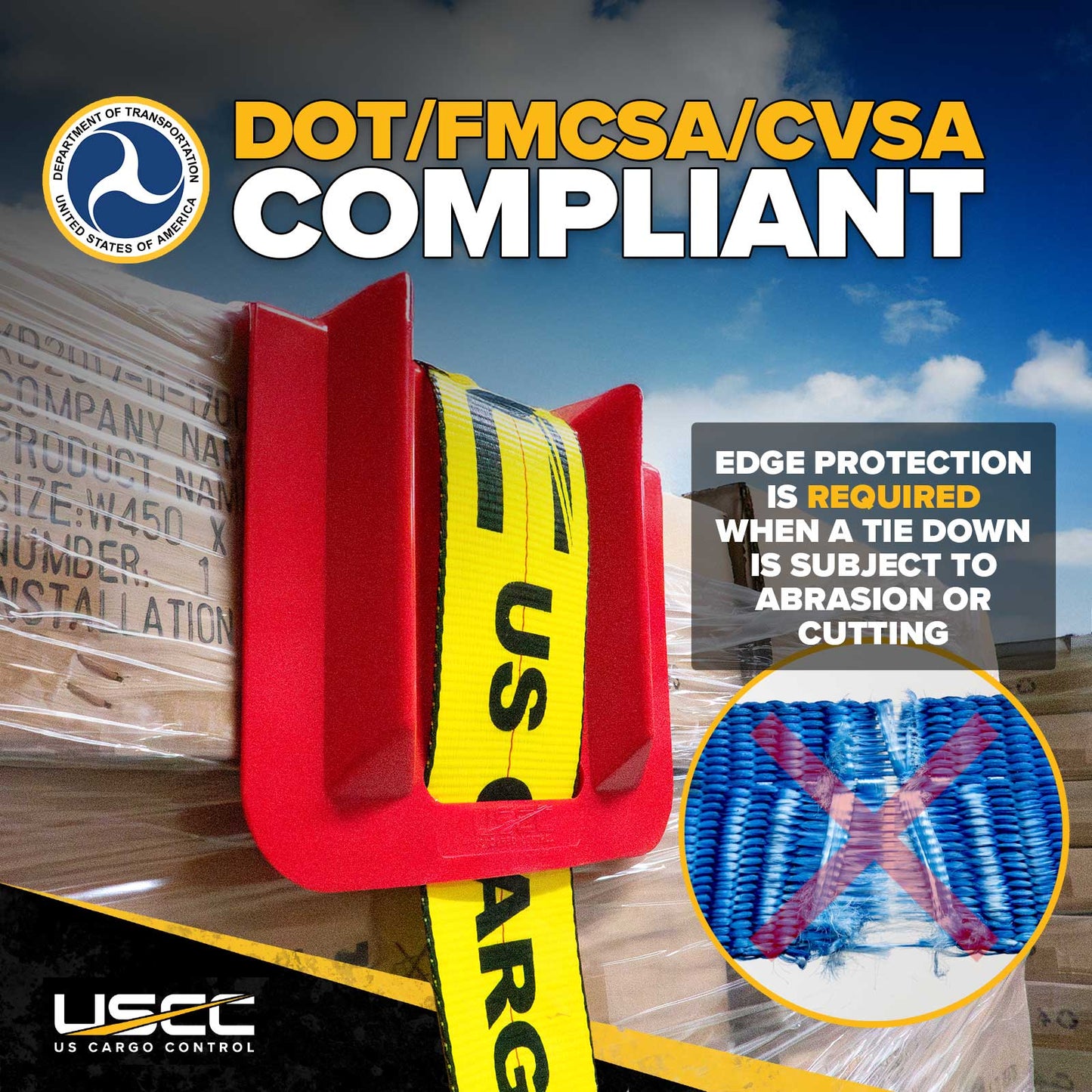 10-2/3" Cargo Corner Guard | 4-1/4" Slot For Strap | Red Plastic