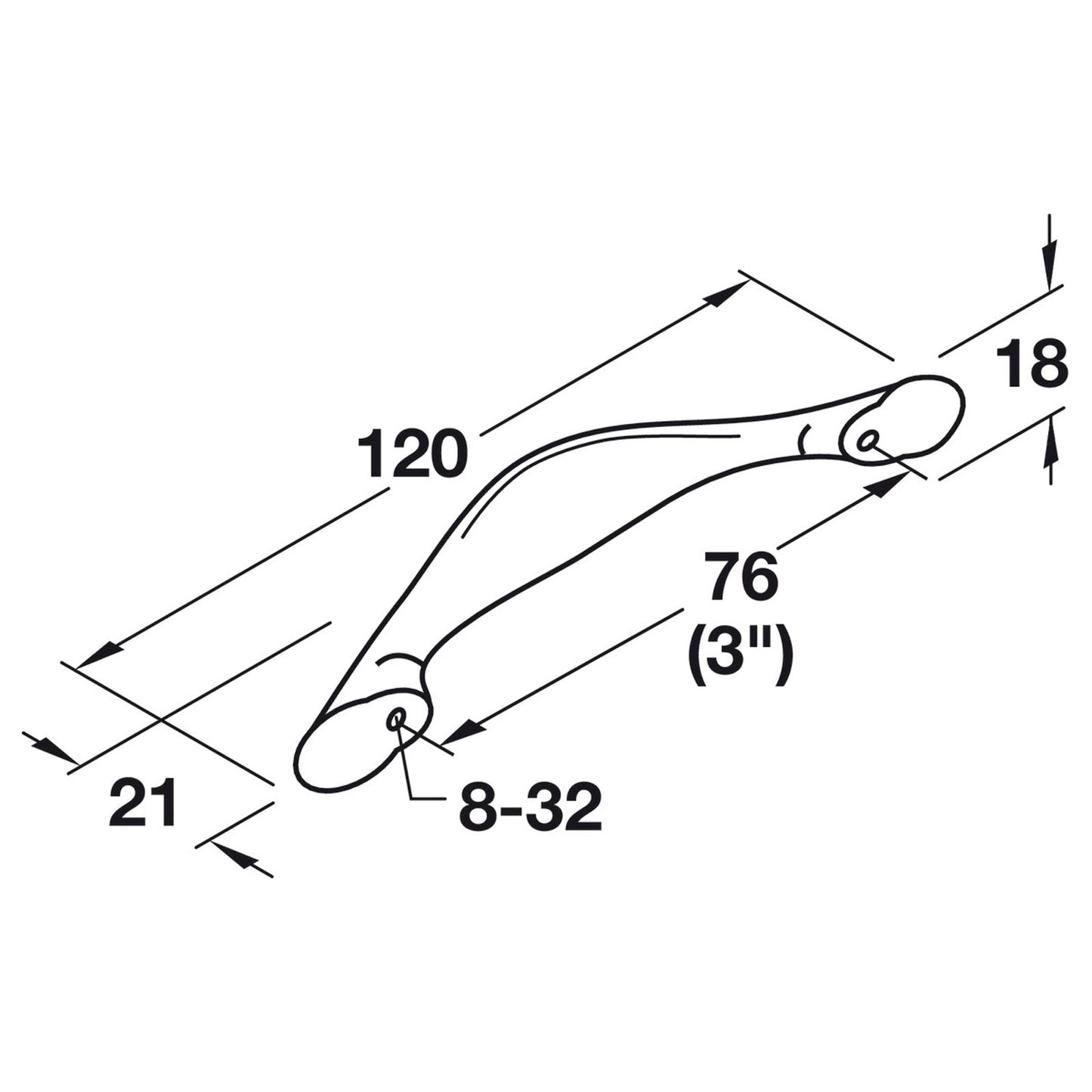 Hafele Keystone Cabinet Handle - Illustration