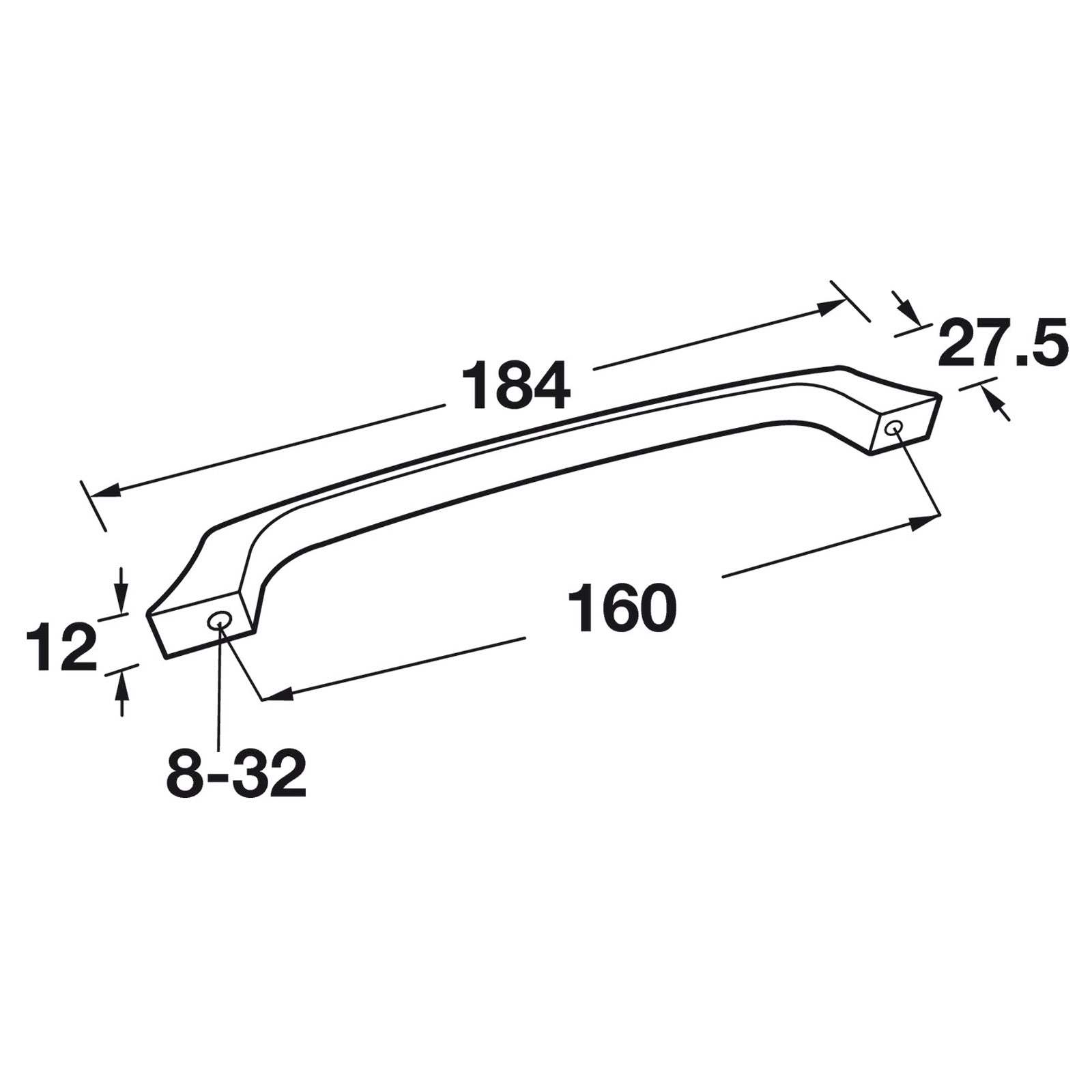 Hafele Elite TAG Hardware Transitional Collection Cabinet Handle - Illustration