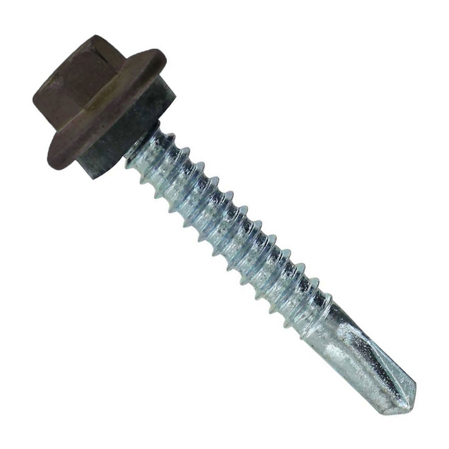 ST Fastening #12 X 1-1/2" Self-Drilling Maxx Steelbinder Metal Roofing Screw, Hex Washer Head - Koko Brown, Qty. 250