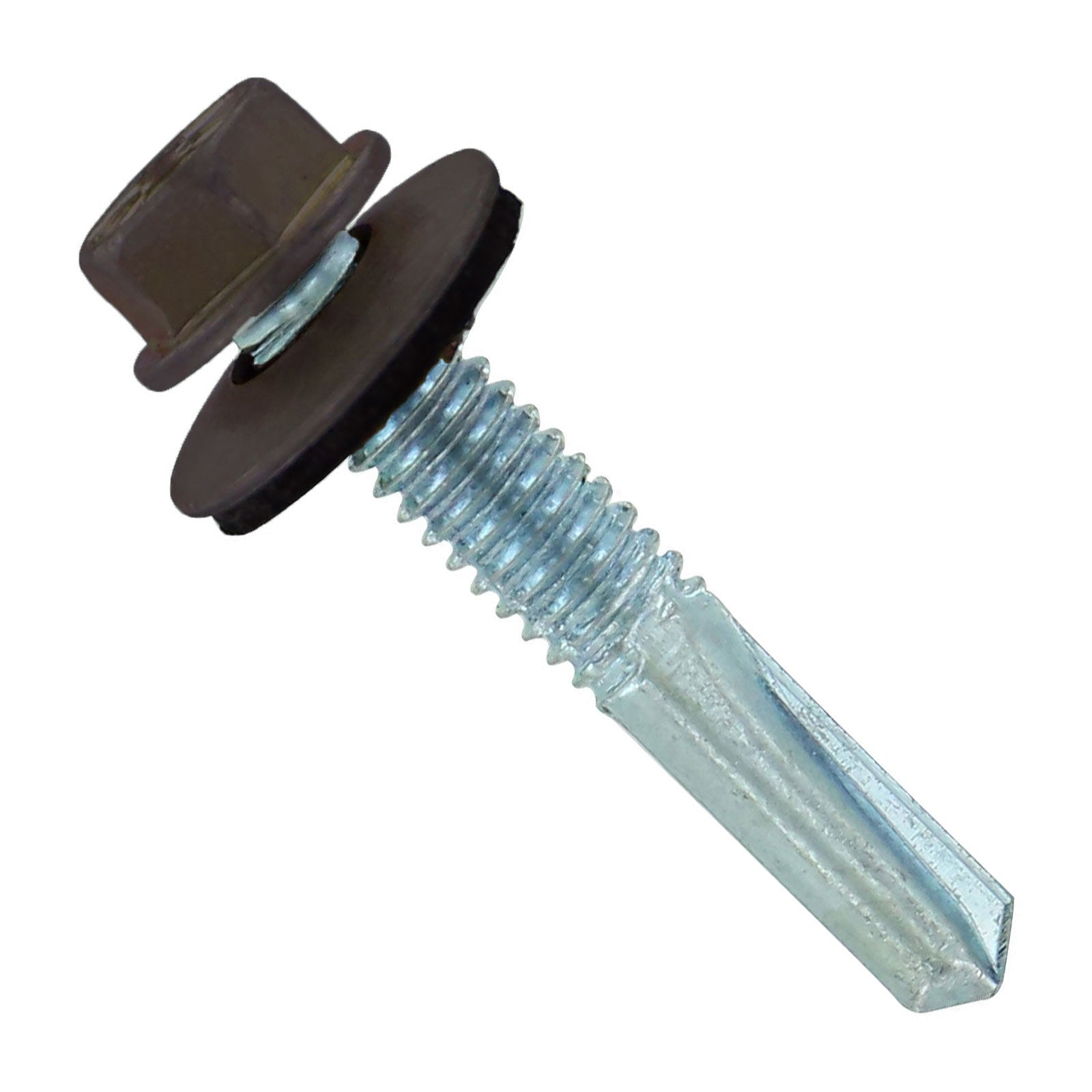 #12-24 x 1-1/4 HG Steelbinder Metal Roofing Screw Koko Brown, Pkg 250