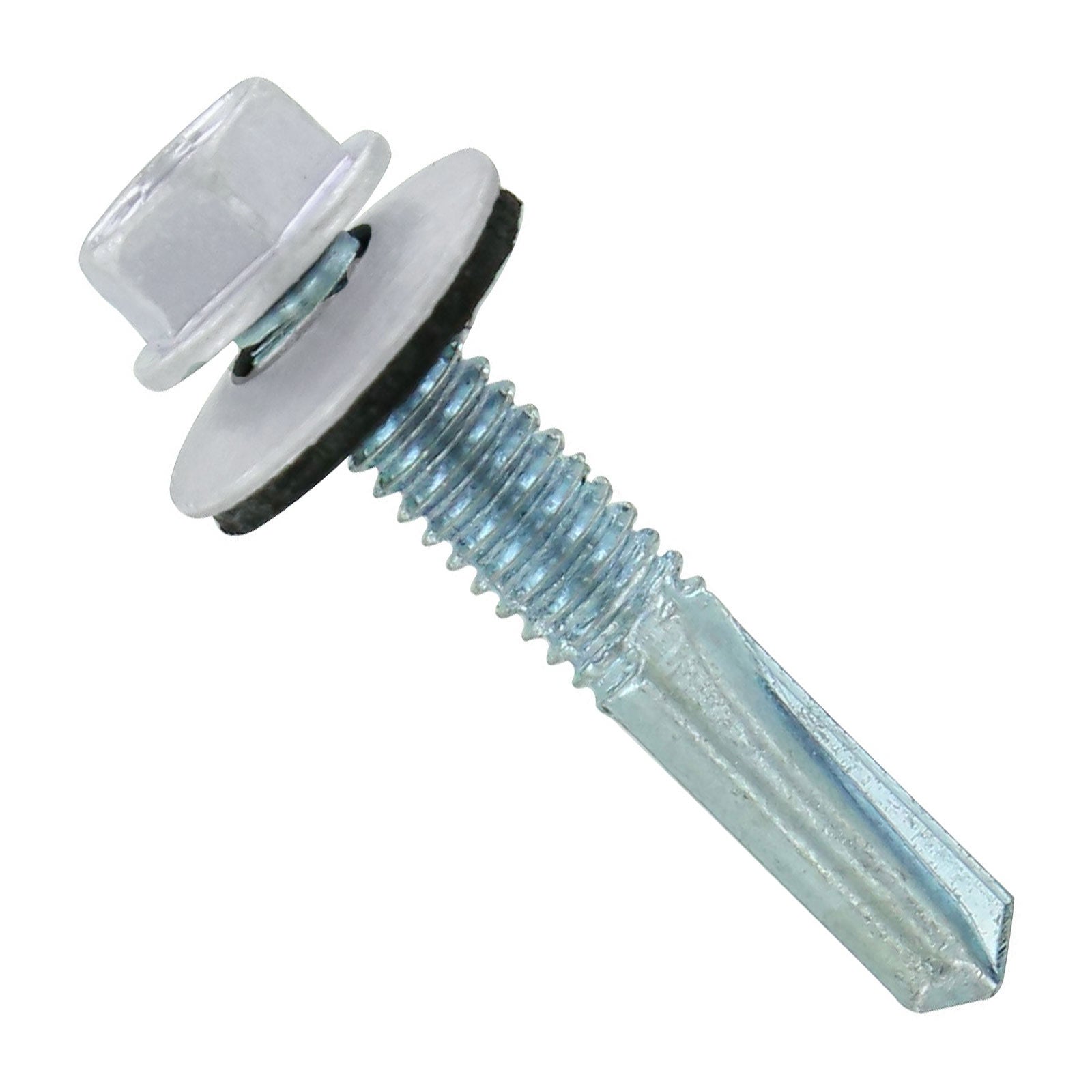 #12-24 x 1-1/4" HG Steelbinder Metal Roofing Screw - Polar White, Pkg 250