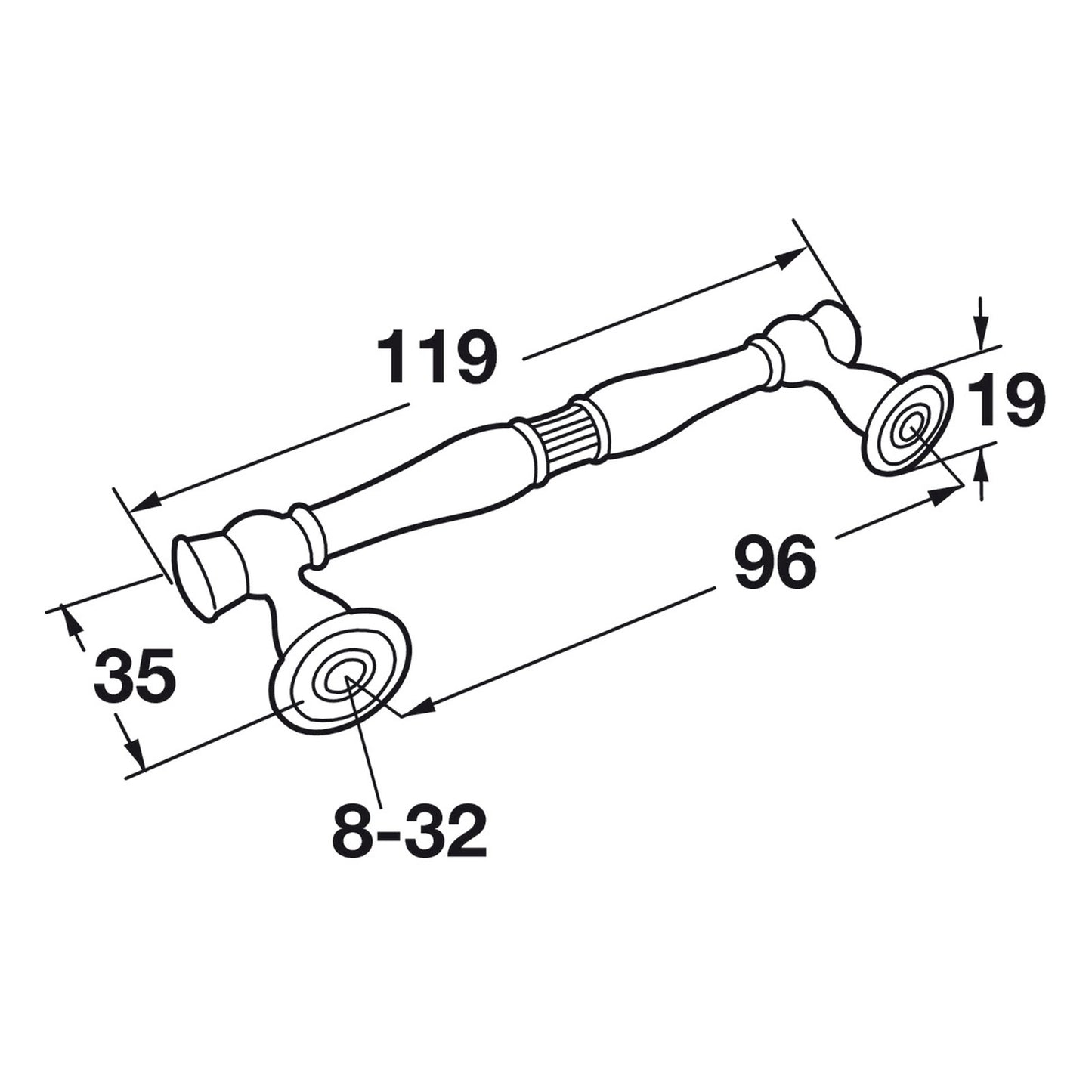 Hafele Amerock Crawford Cabinet Handle Illustration