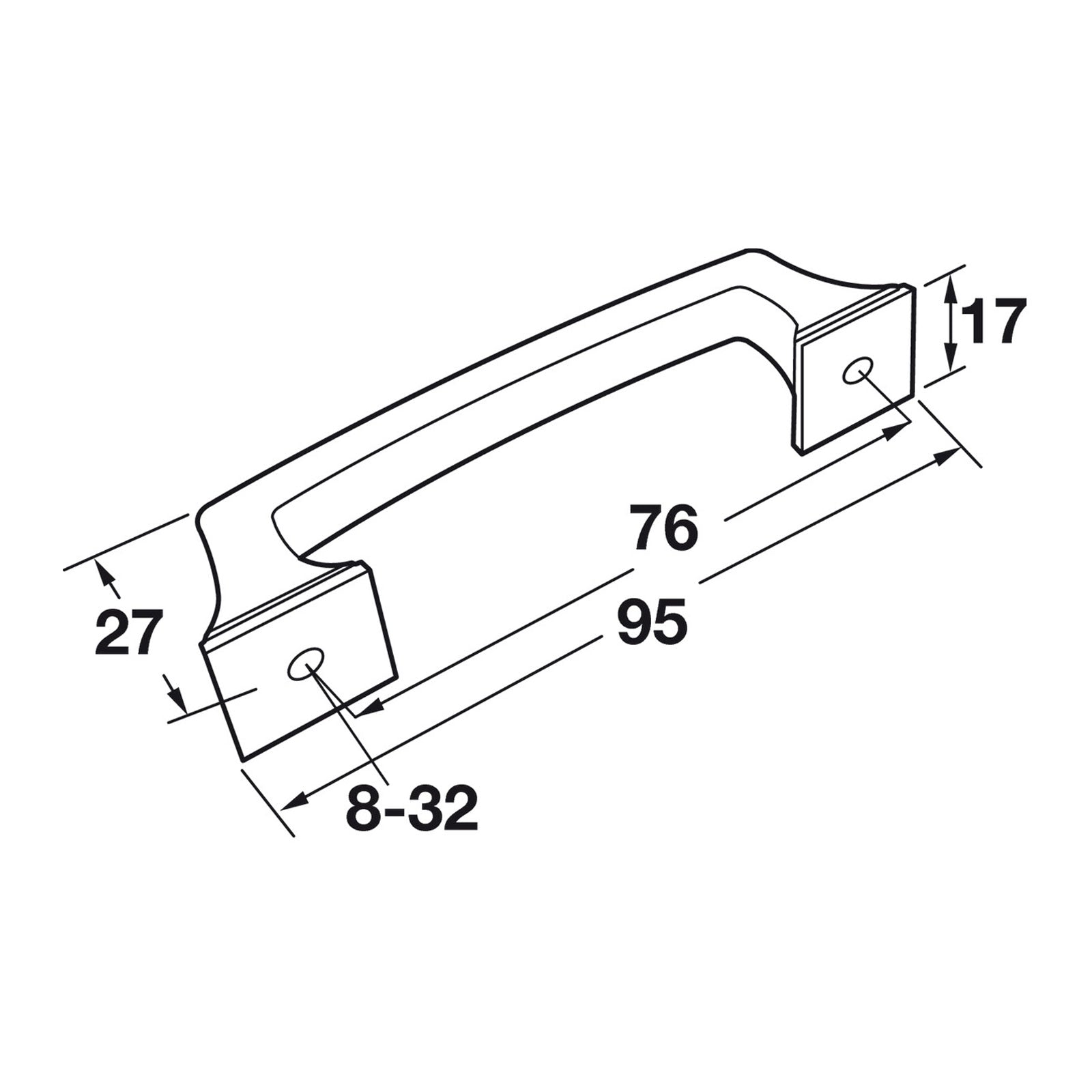 Hafele Amerock Mulholland Cabinet Handle Illustration