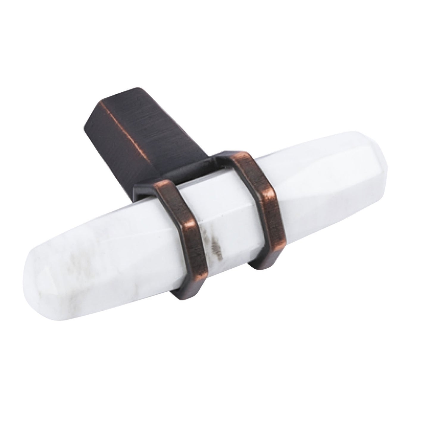 Hafele Amerock Carroine Cabinet Knob - Marbleized White/Oil-Rubbed Bronze