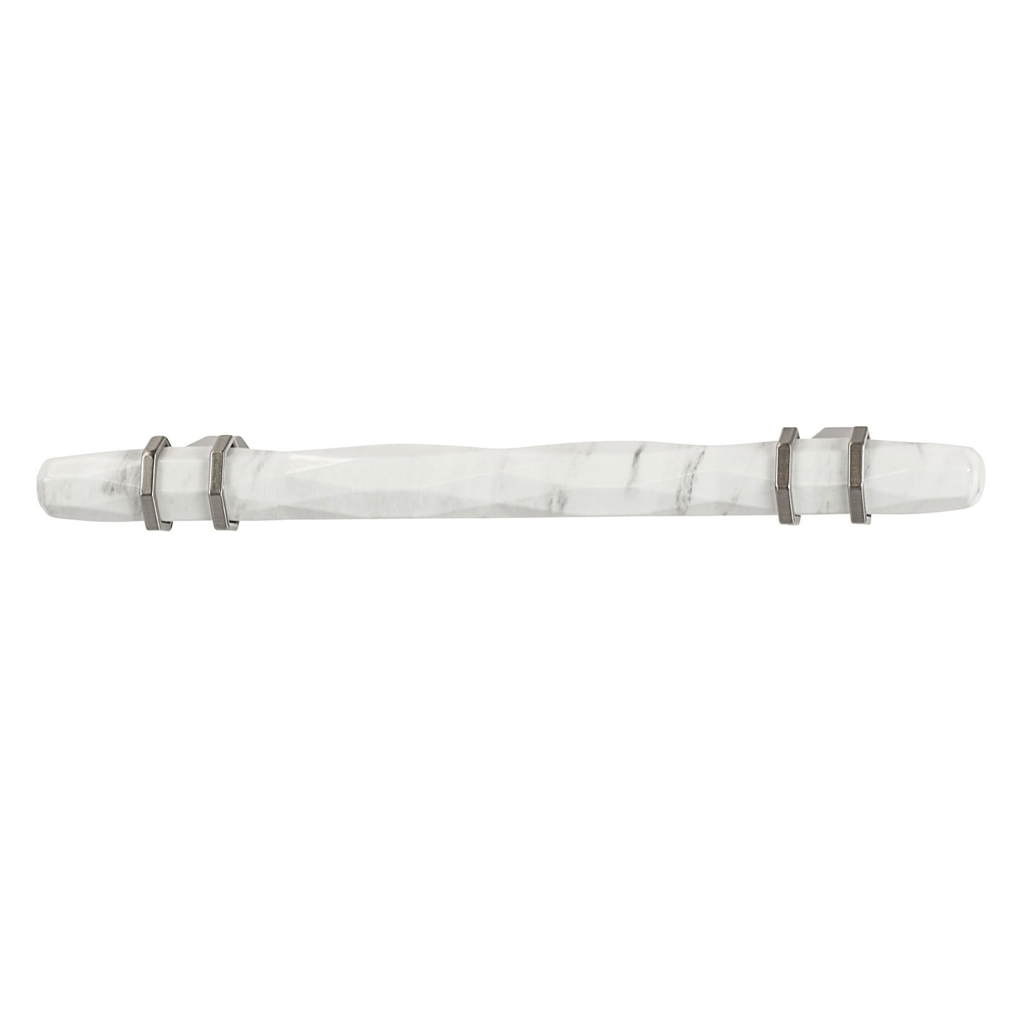Hafele Amerock Carroine Cabinet Handle - Marbleized White/Satin Nickel