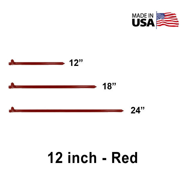 5/8" x  12" Tent Stake - Hot Forged Tent Pin - Red