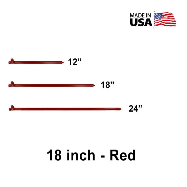 5/8" x  18" Tent Stake - Hot Forged Tent Pin - Red