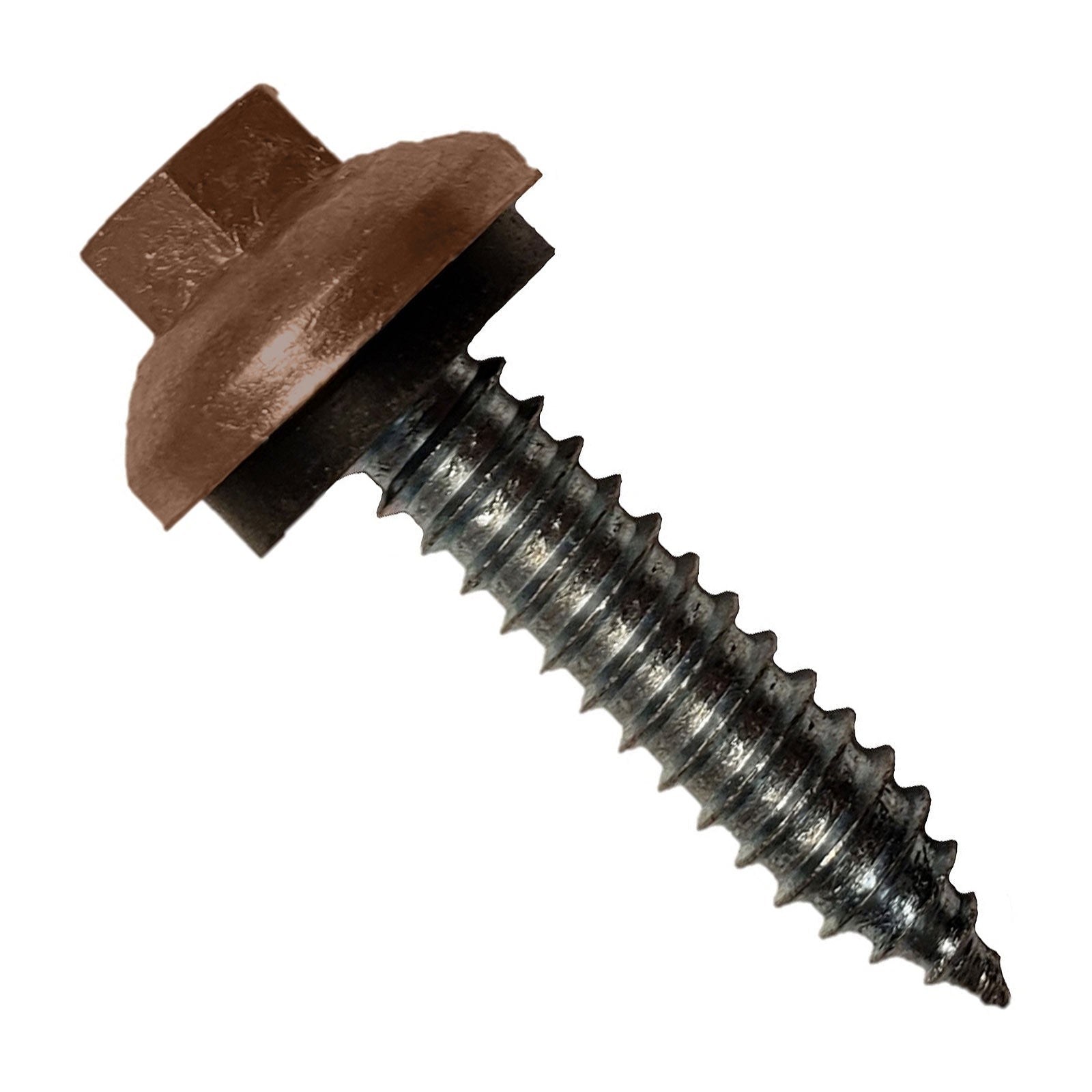 #14 x 114 inch ZXL Tapping Steelbinder Metal Roofing Screw Brown Pkg 250