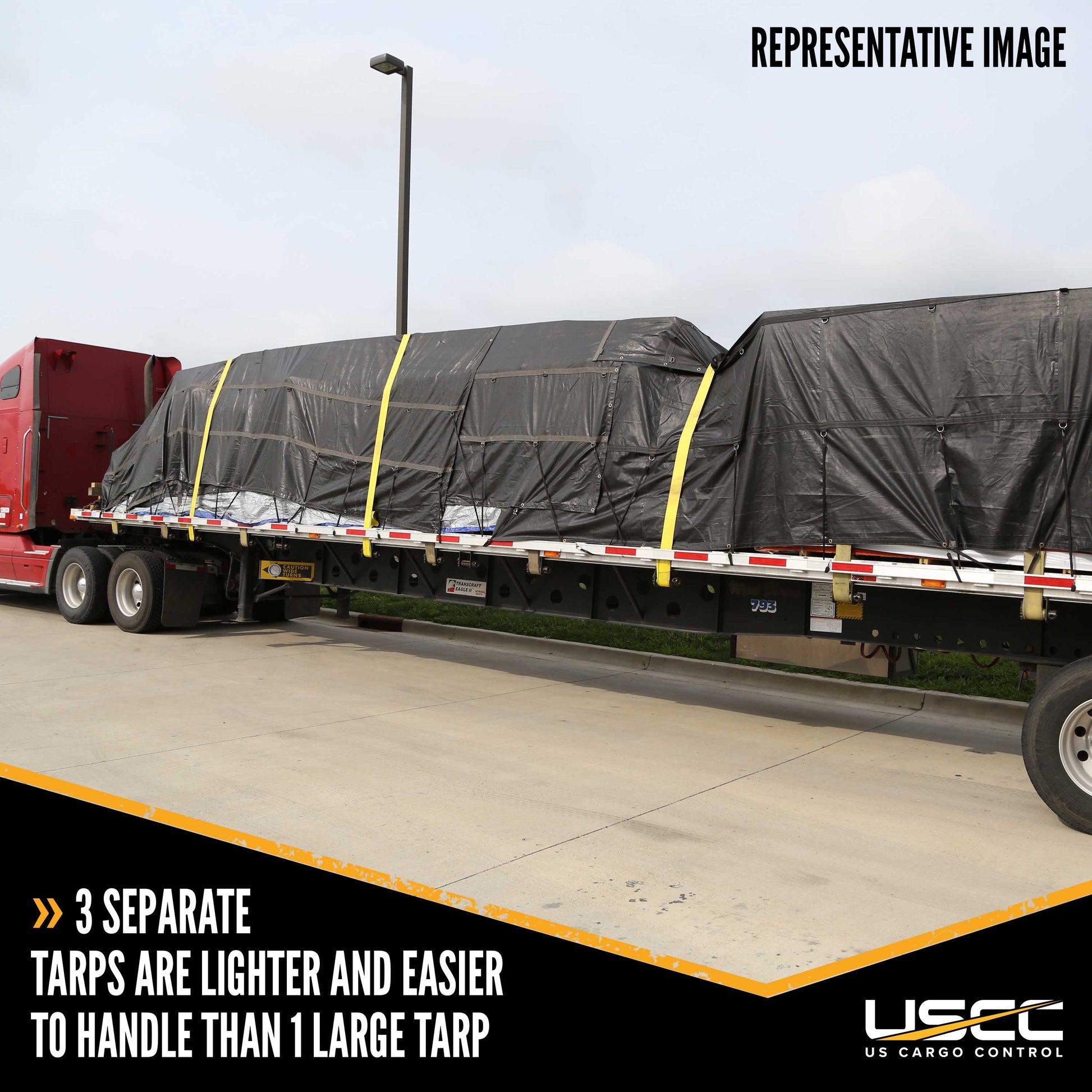 14 oz 3 Pc Lumber Tarp Ends 20 foot x 20 foot (6 foot Drop) Mid 20 foot x 16 foot Black image 9 of 10