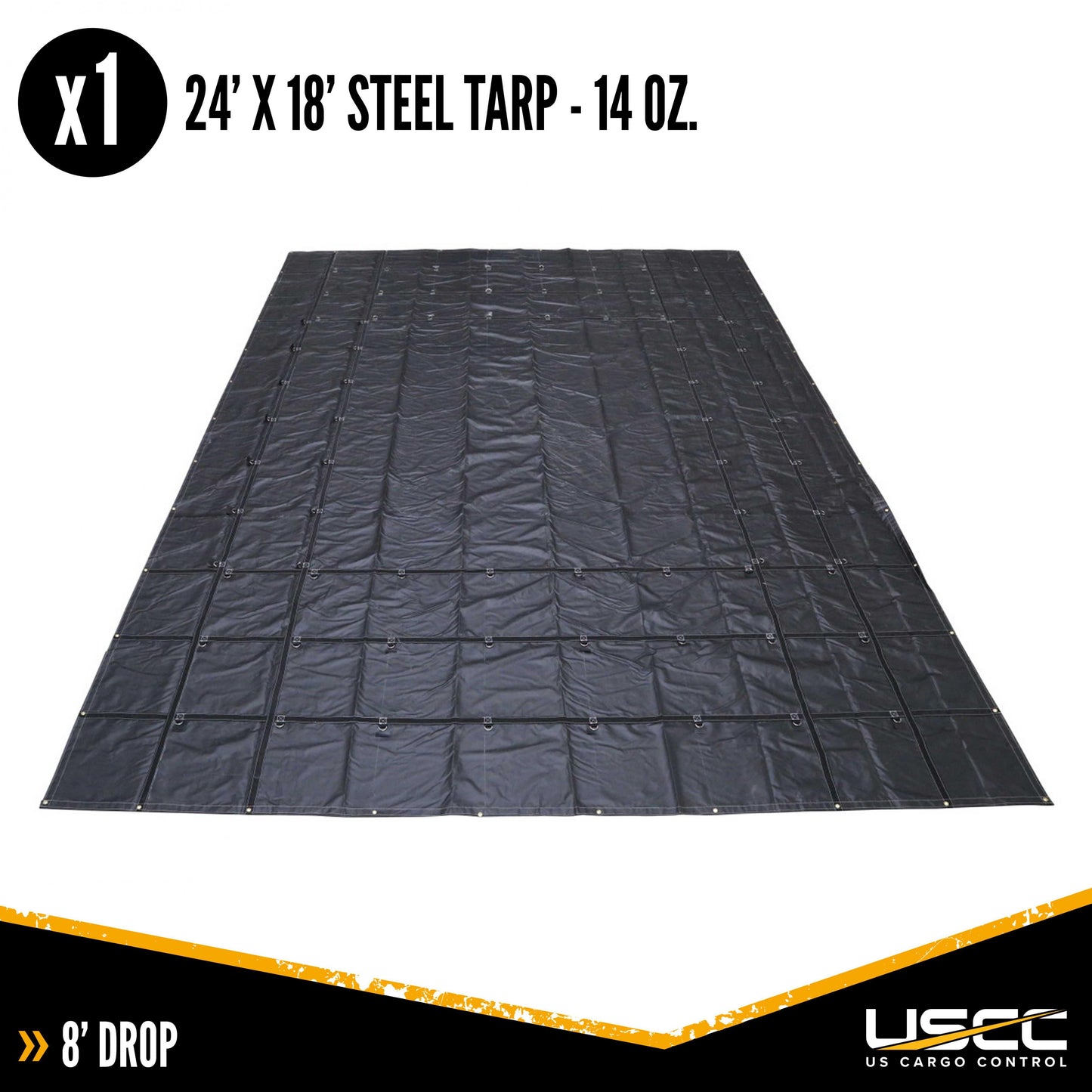 14 Oz. 3 Pc. Lumber Tarp - Ends: 24' X 18' (8' Drop); Mid: 24' X 18' - Black
