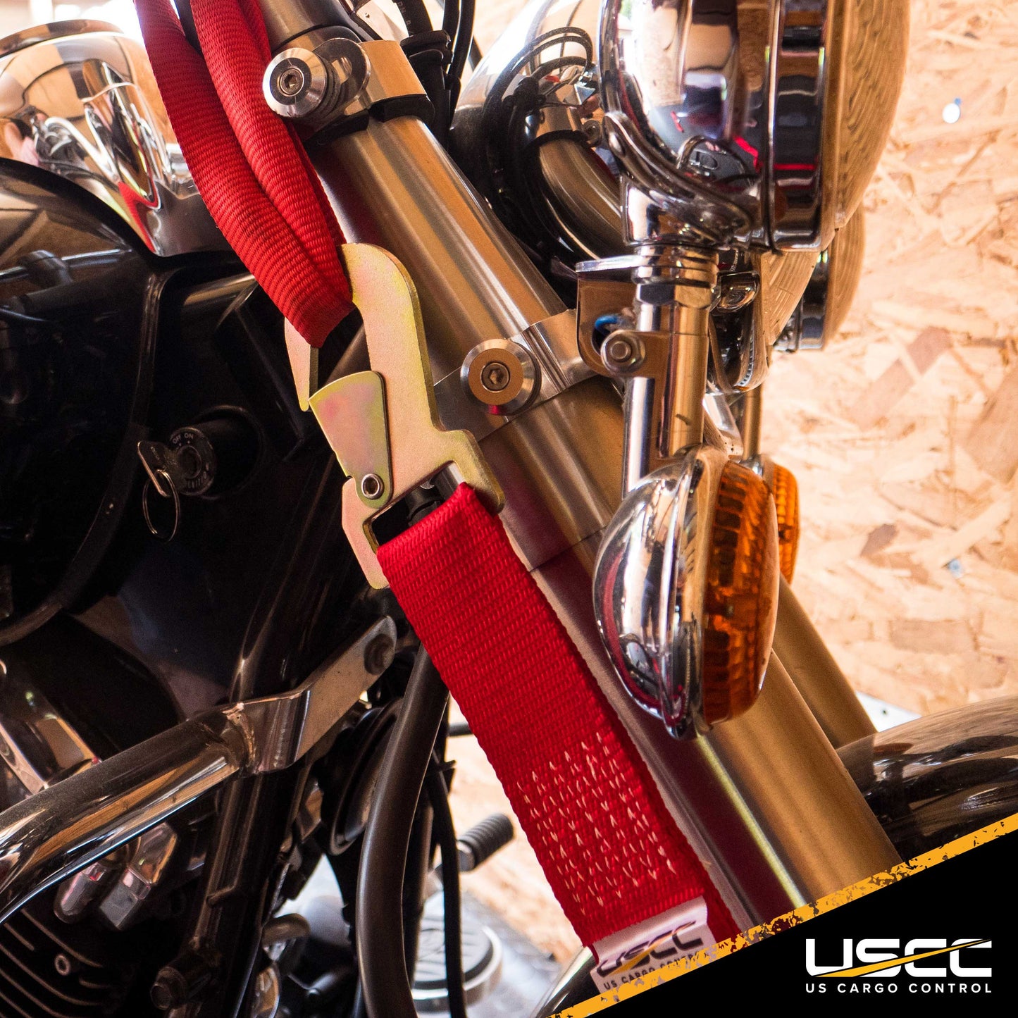 2"x 8' Cam Buckle Strap w Flat Snap Hooks - Motorcycle Tie Down Straps
