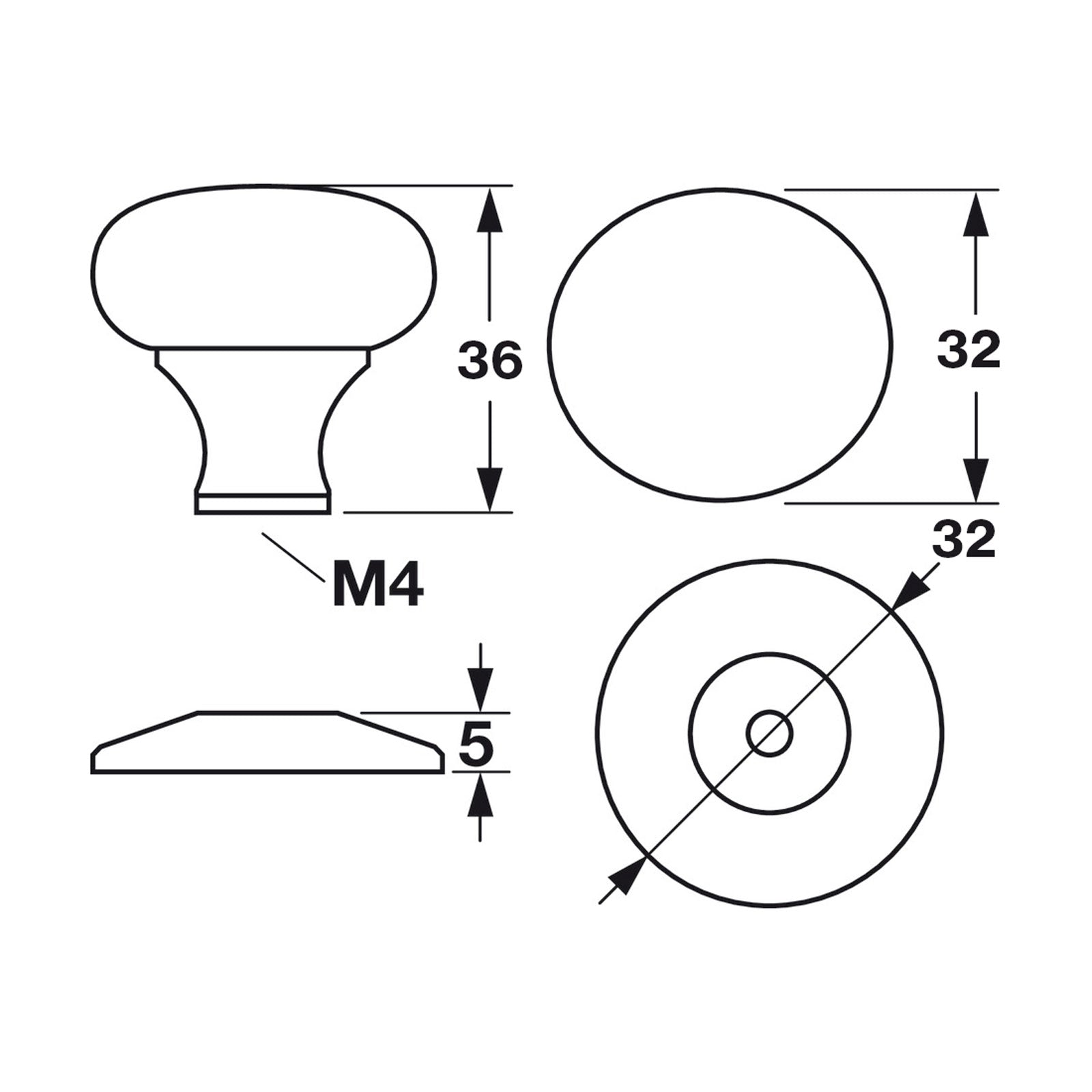 Hafele Mulberry Collection Cabinet Knob - Illustration
