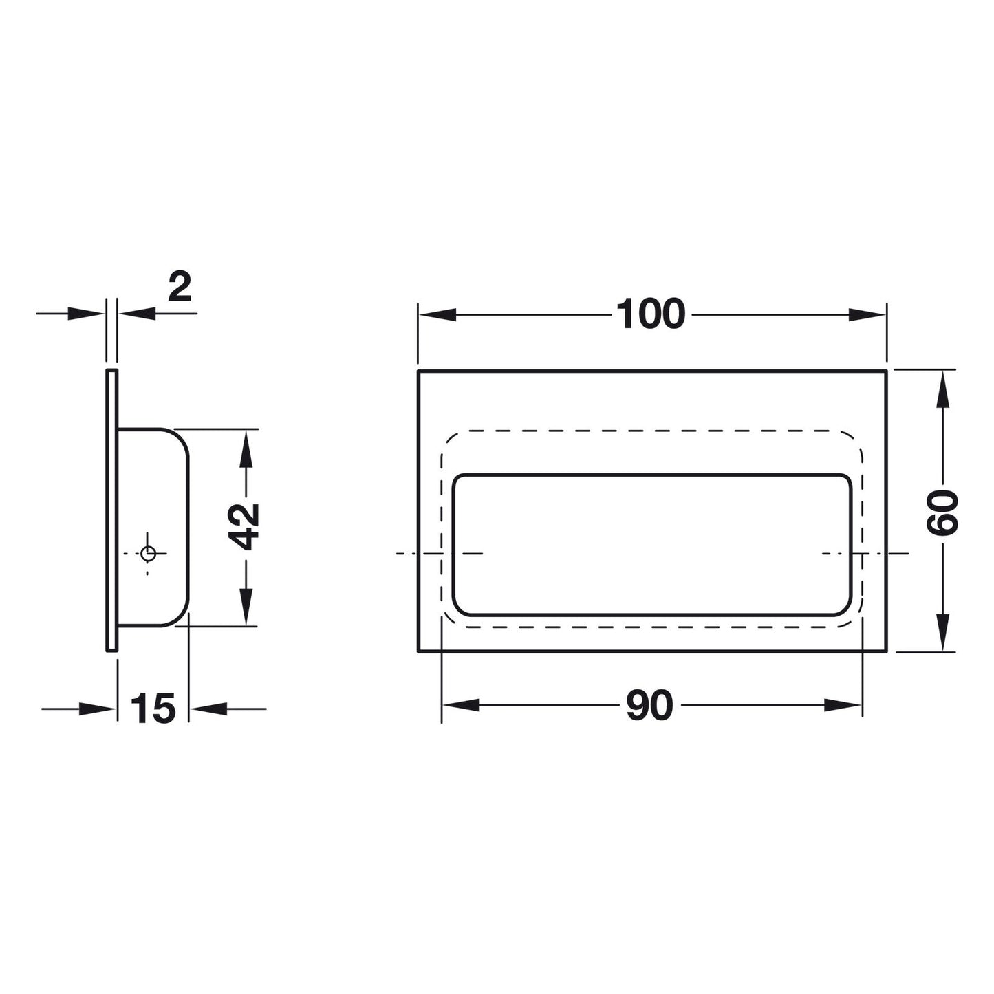 Hafele HEWI Polyamide Inset Handle - Illustration