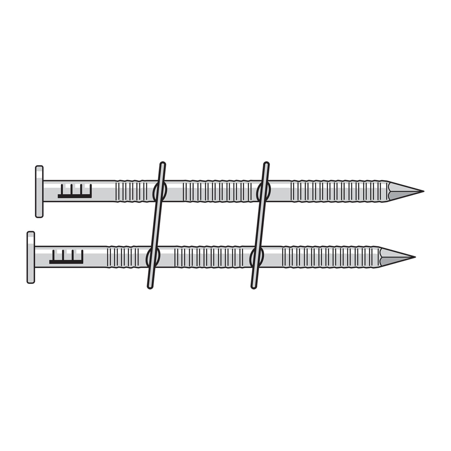 15 Degree Wire Coil Full Round Head Ring-Shank Nail - Illustration