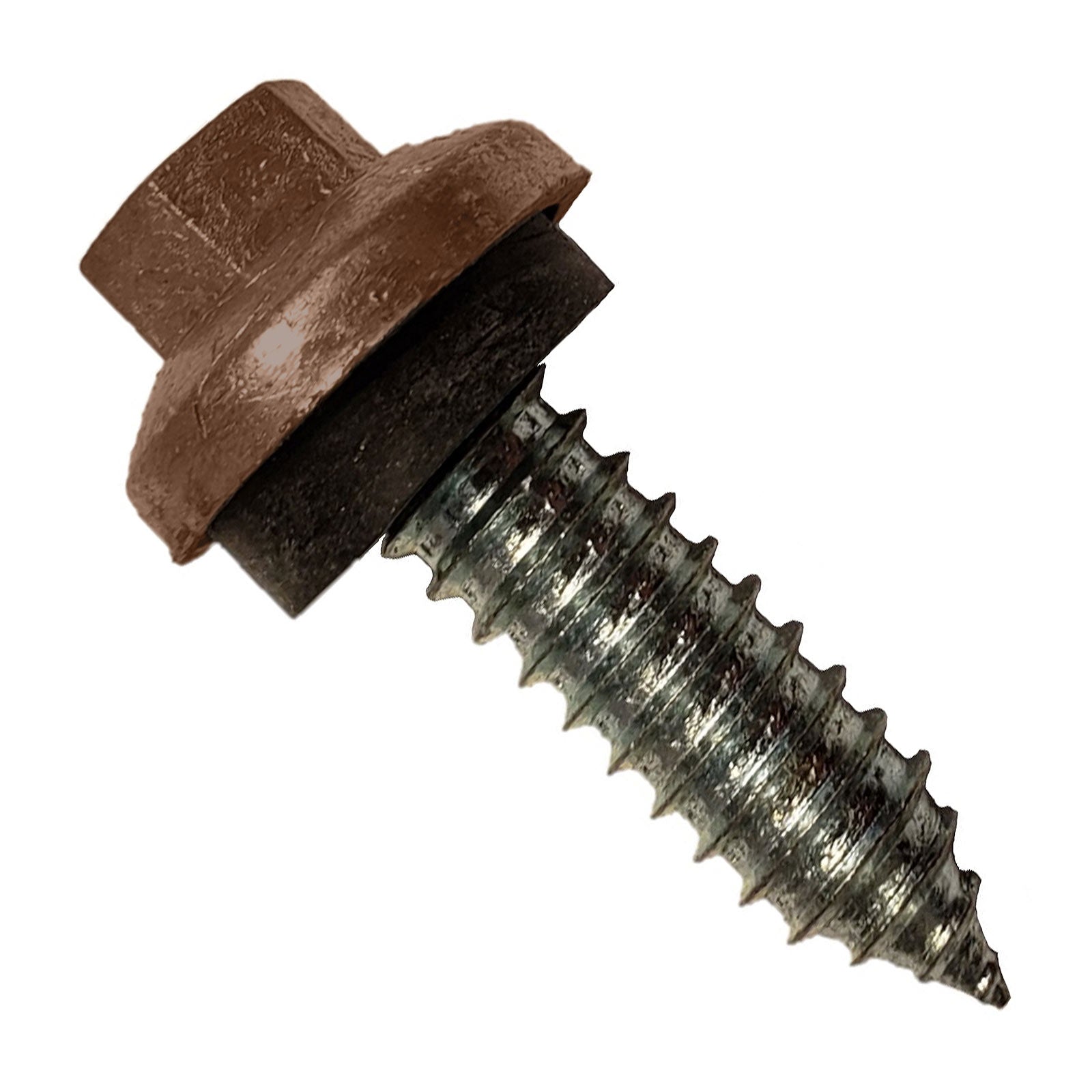 #17 x 1 inch ZXL Tapping Steelbinder Metal Roofing Stitch Screw Brown Pkg 250