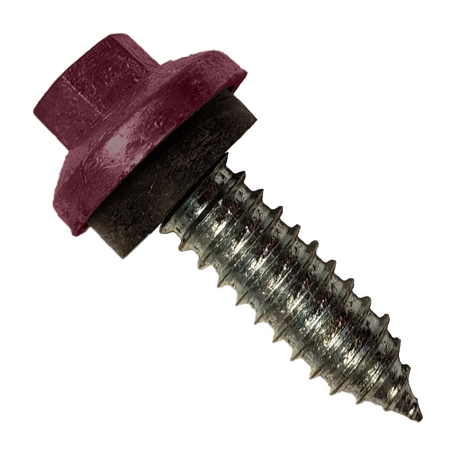 #17 x 1 inch ZXL Tapping Steelbinder Metal Roofing Stitch Screw Burgundy Pkg 250