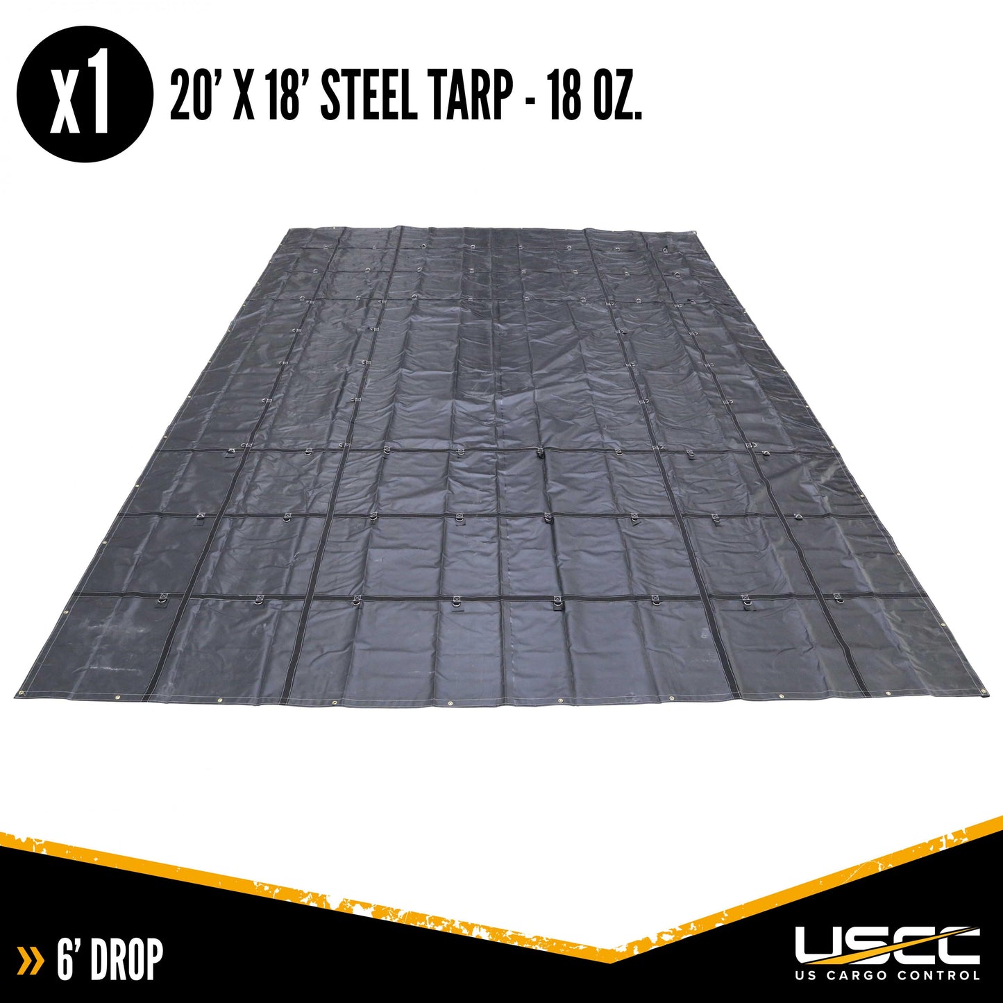 18 oz. 3 Piece Lumber Tarp - 20' x 18' (6' Drop) for all 3 pieces - Black