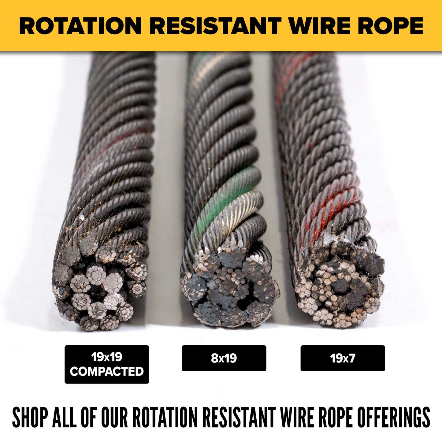 1" shop rotation resistant wire rope