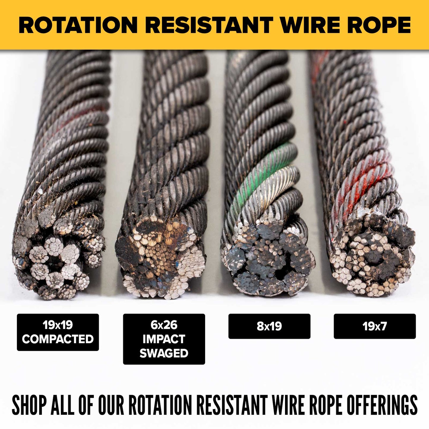 1-1/8" 19x7 Rotation-Resistant Wire Rope - EIPS IWRC | 1,000' Coil