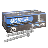 3/8" x 4" Conquest Large Diameter Concrete Screws - Galvanized, Pkg 50