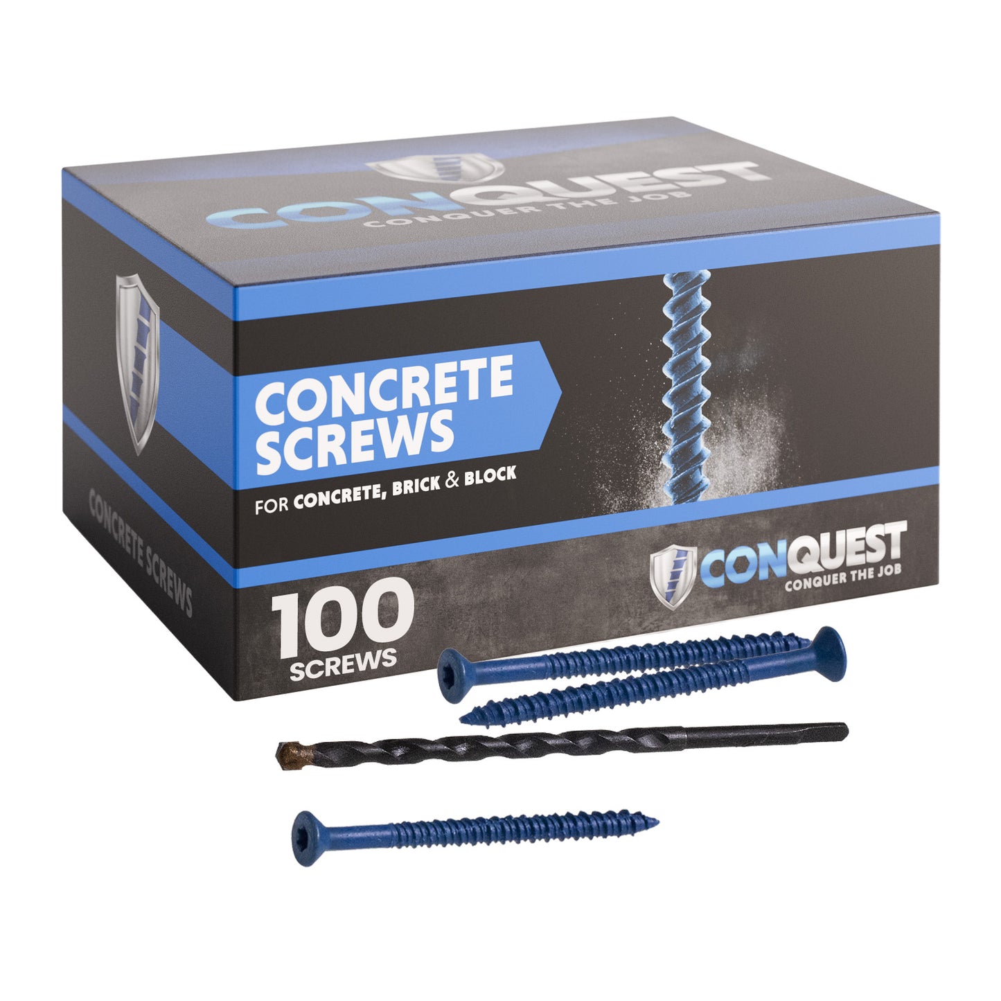 3/16" x 3-1/4" Conquest T-25 Flat Head Concrete Screw, Pkg 100