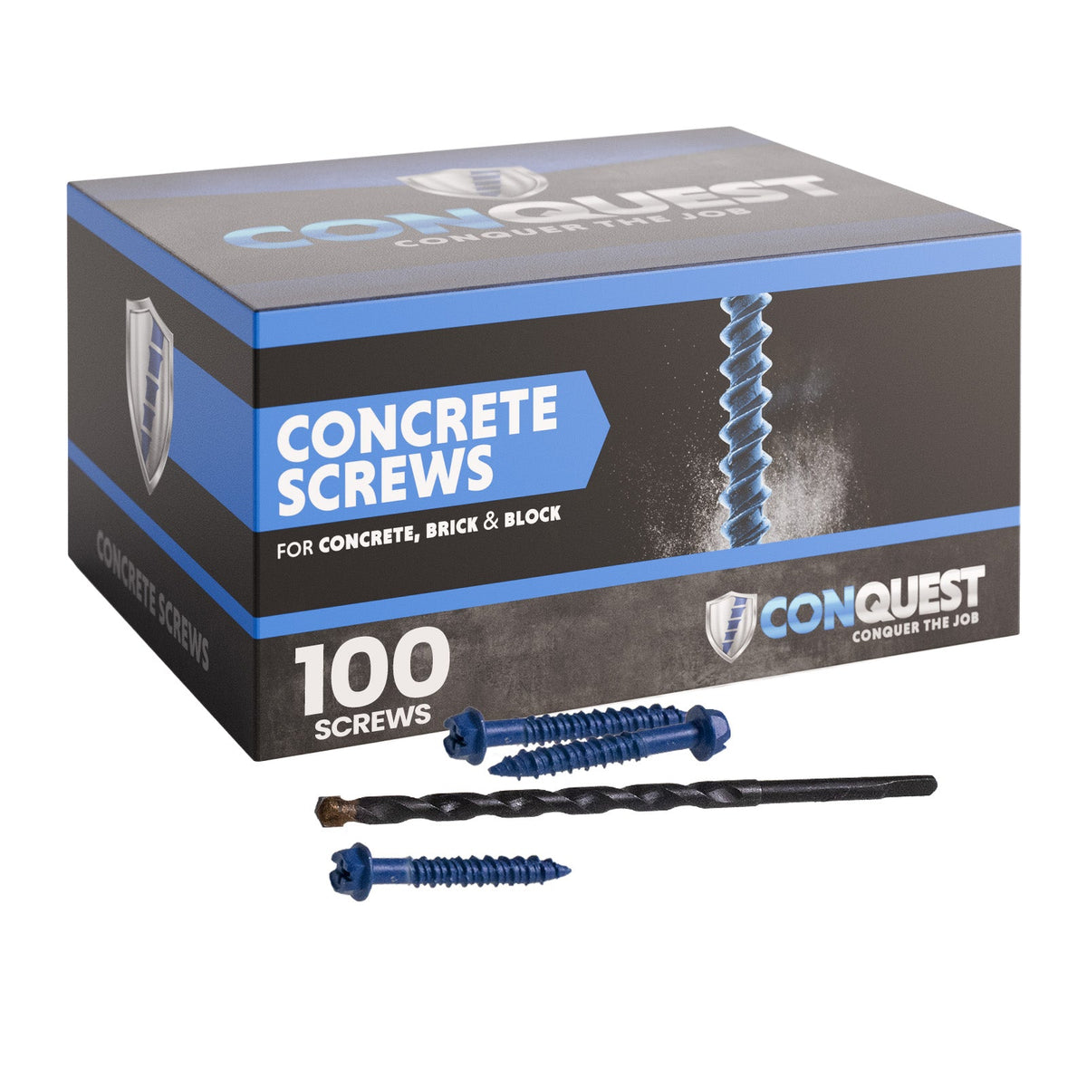 1/4" x 1-3/4" Conquest Hex Concrete Screw, Pkg 100