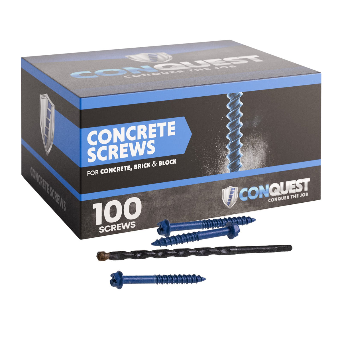 1/4" x 2-1/4" Conquest Hex Concrete Screw, Pkg 100