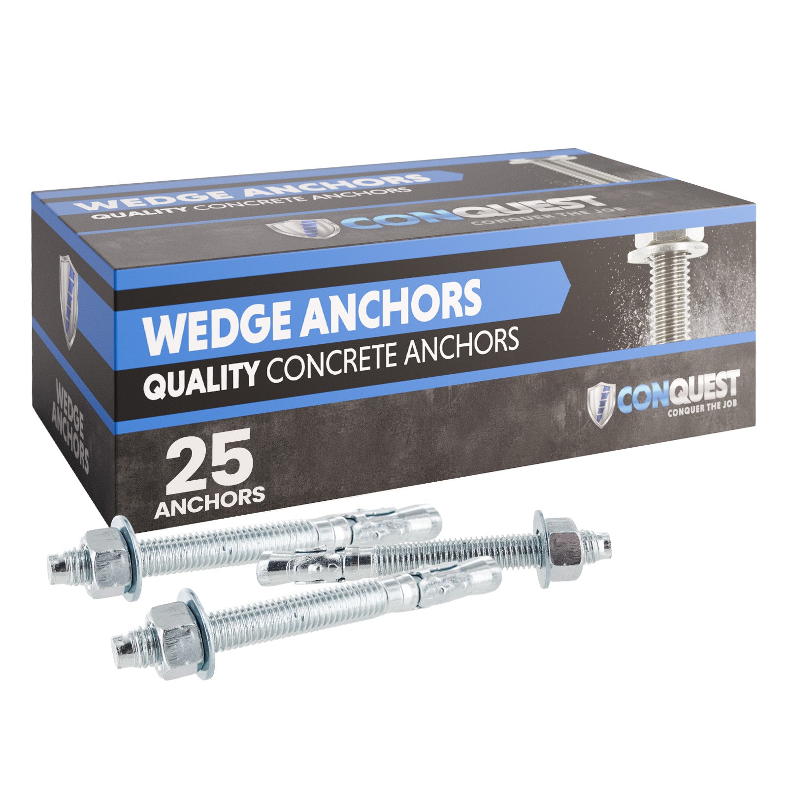 5/8" x 6" Conquest Wedge Anchors - 316 Stainless Steel, Pkg 25