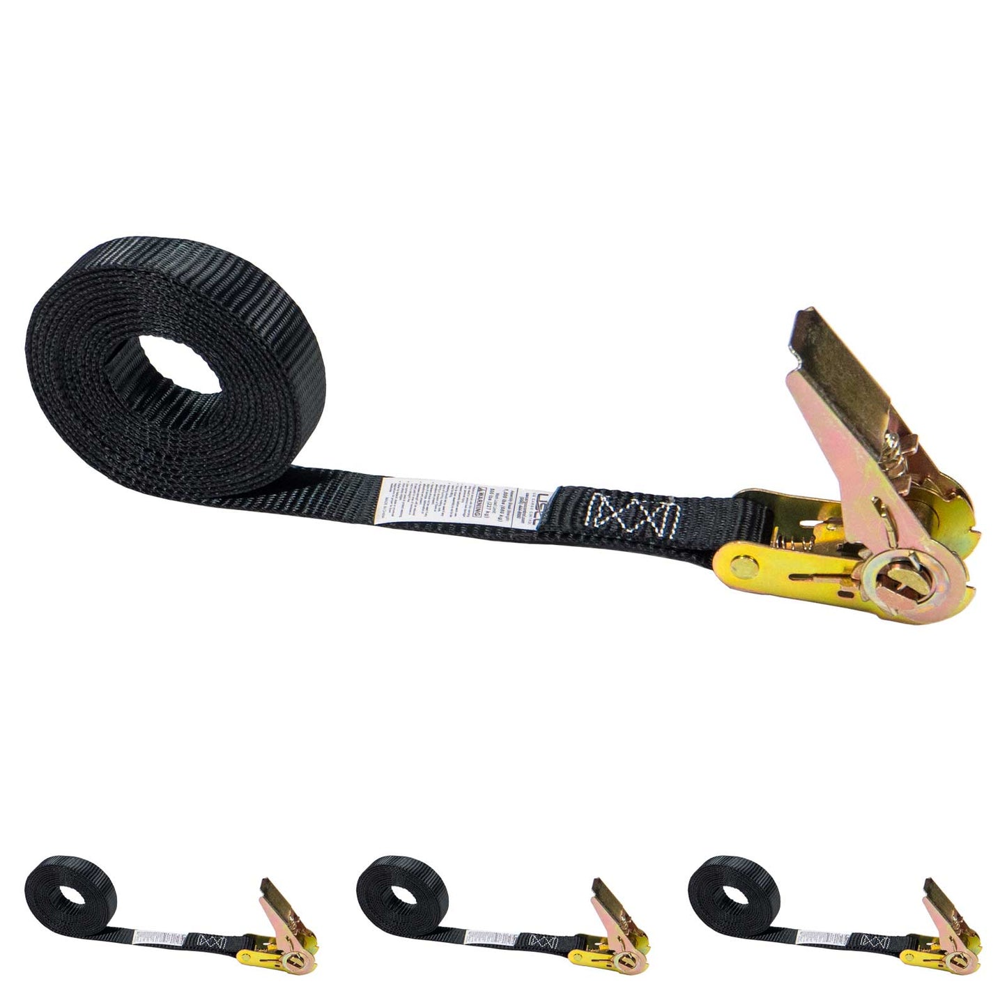 1" x 10' Black Endless Ratchet Strap | 4-Pack