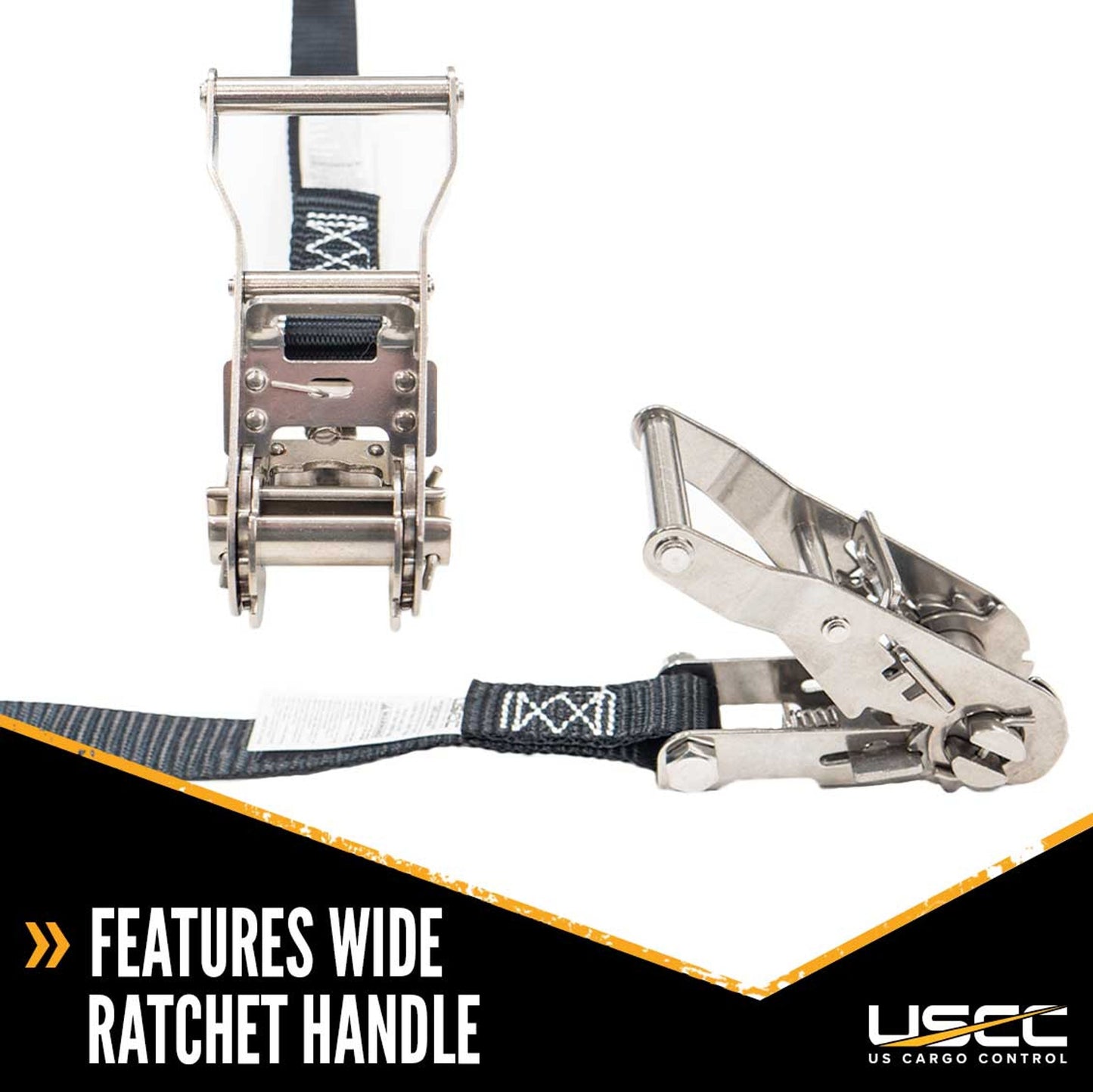 1" x 10' Black Ratchet Strap w/ Stainless Steel Ratchet & Wire Hooks