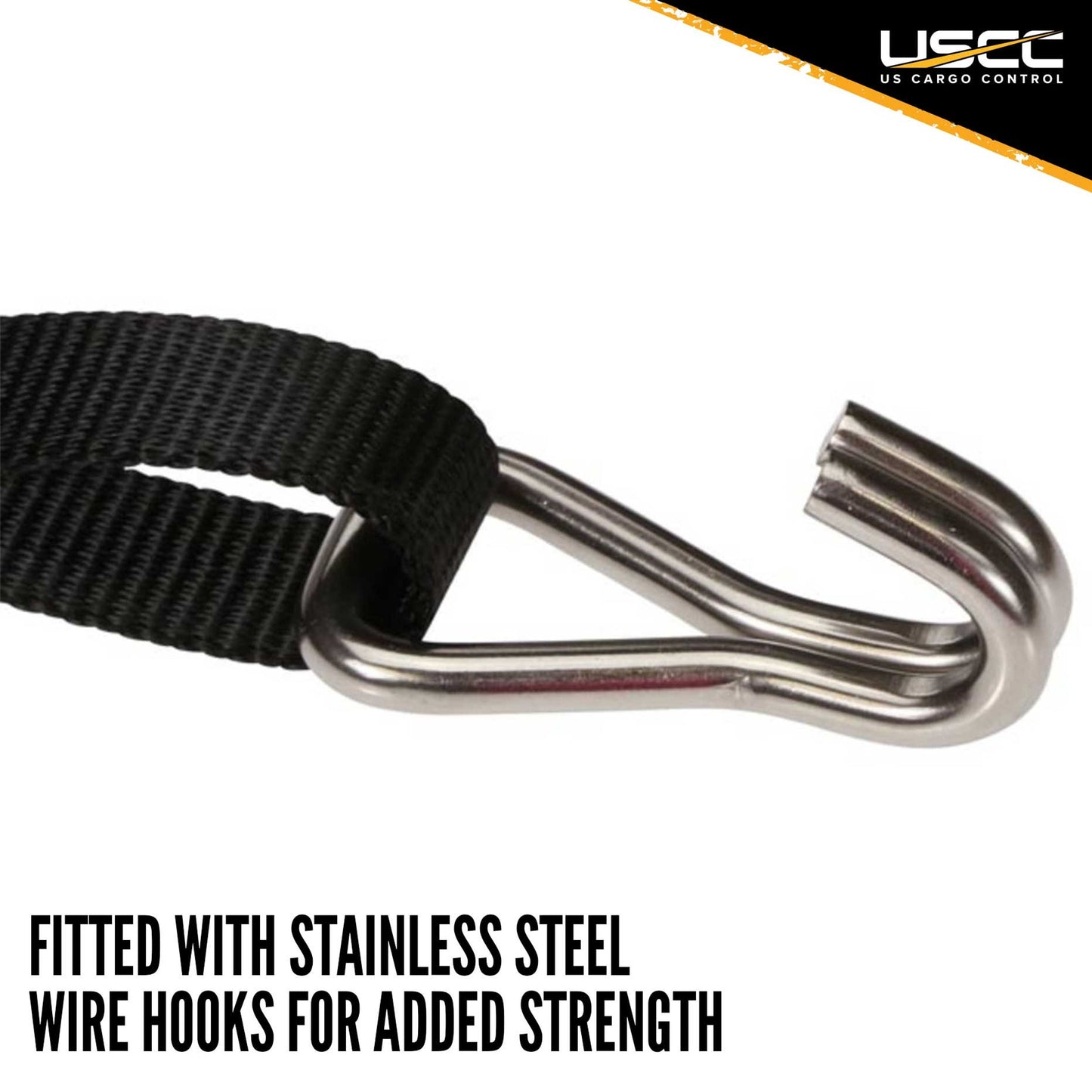 1" x 10' Black Ratchet Strap w/ Stainless Steel Ratchet & Wire Hooks