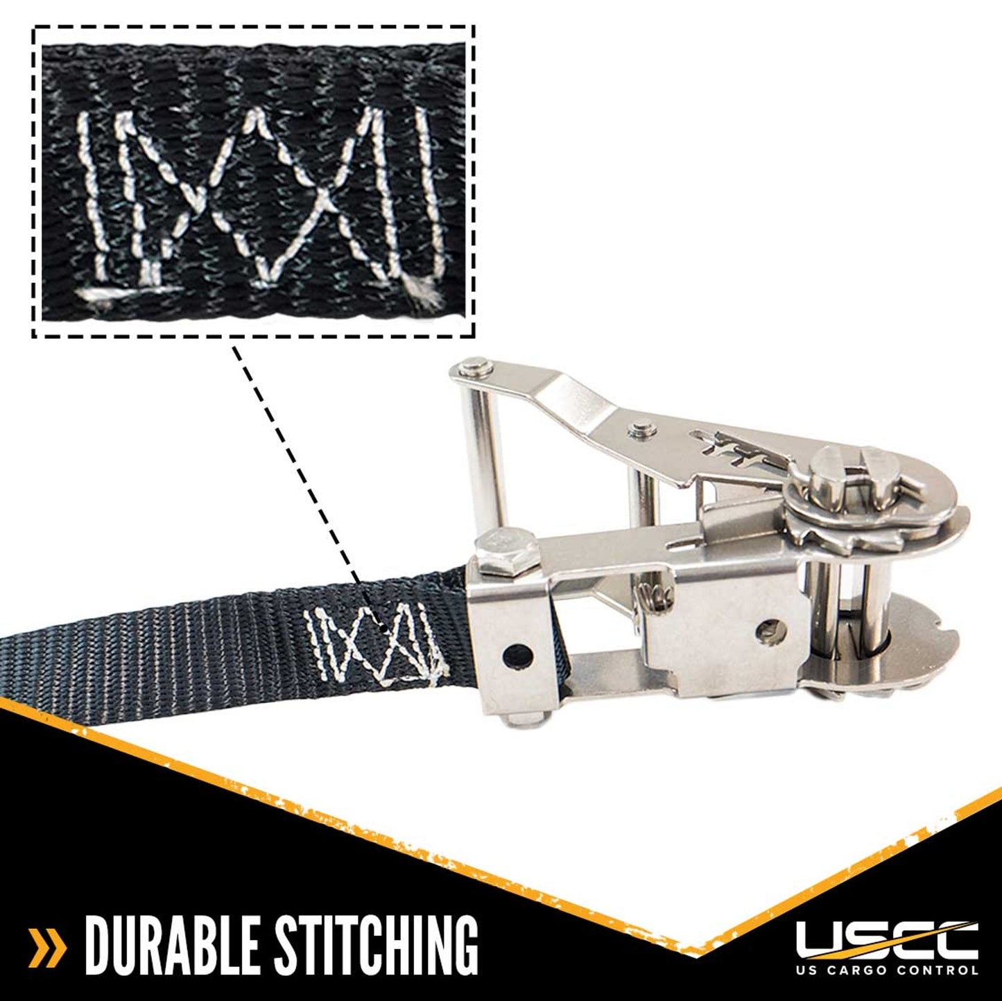 1" x 10' Black Ratchet Strap w/ Stainless Steel Ratchet & Wire Hooks