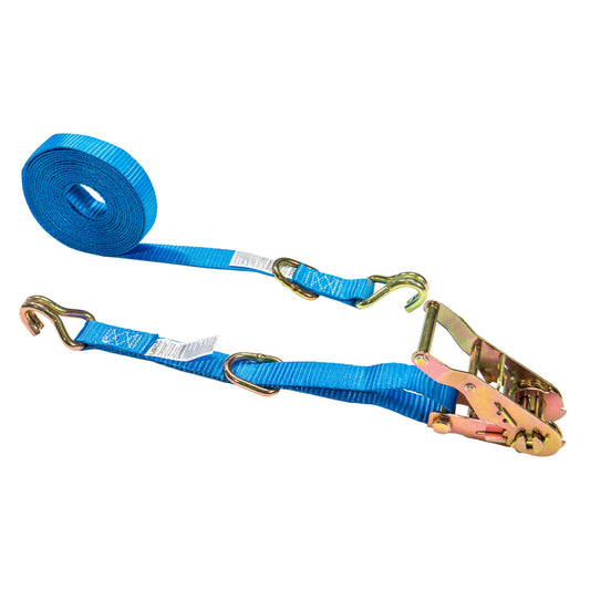 1" x 10' Ratchet Strap w/ J-Hook & D-Ring