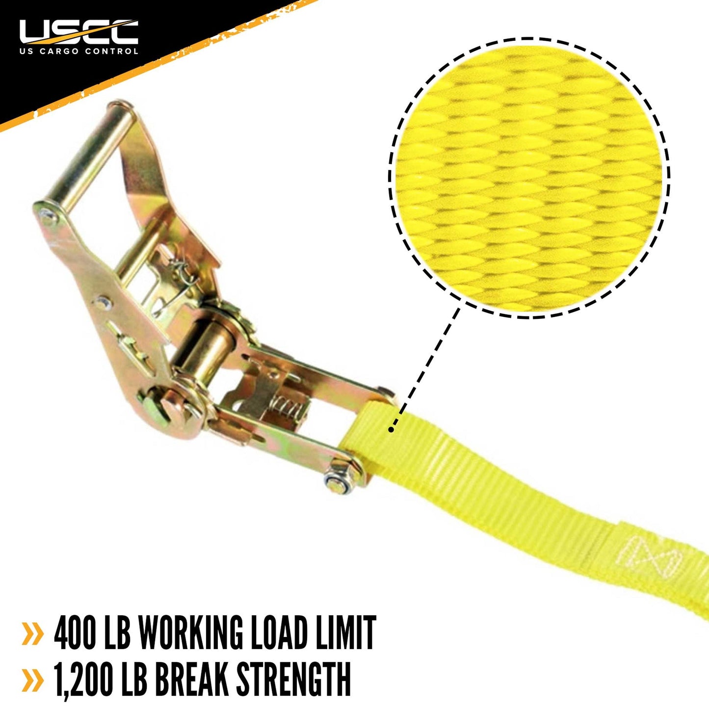 1" x 15' Ratchet Strap w/ S-Hook | 4 pack