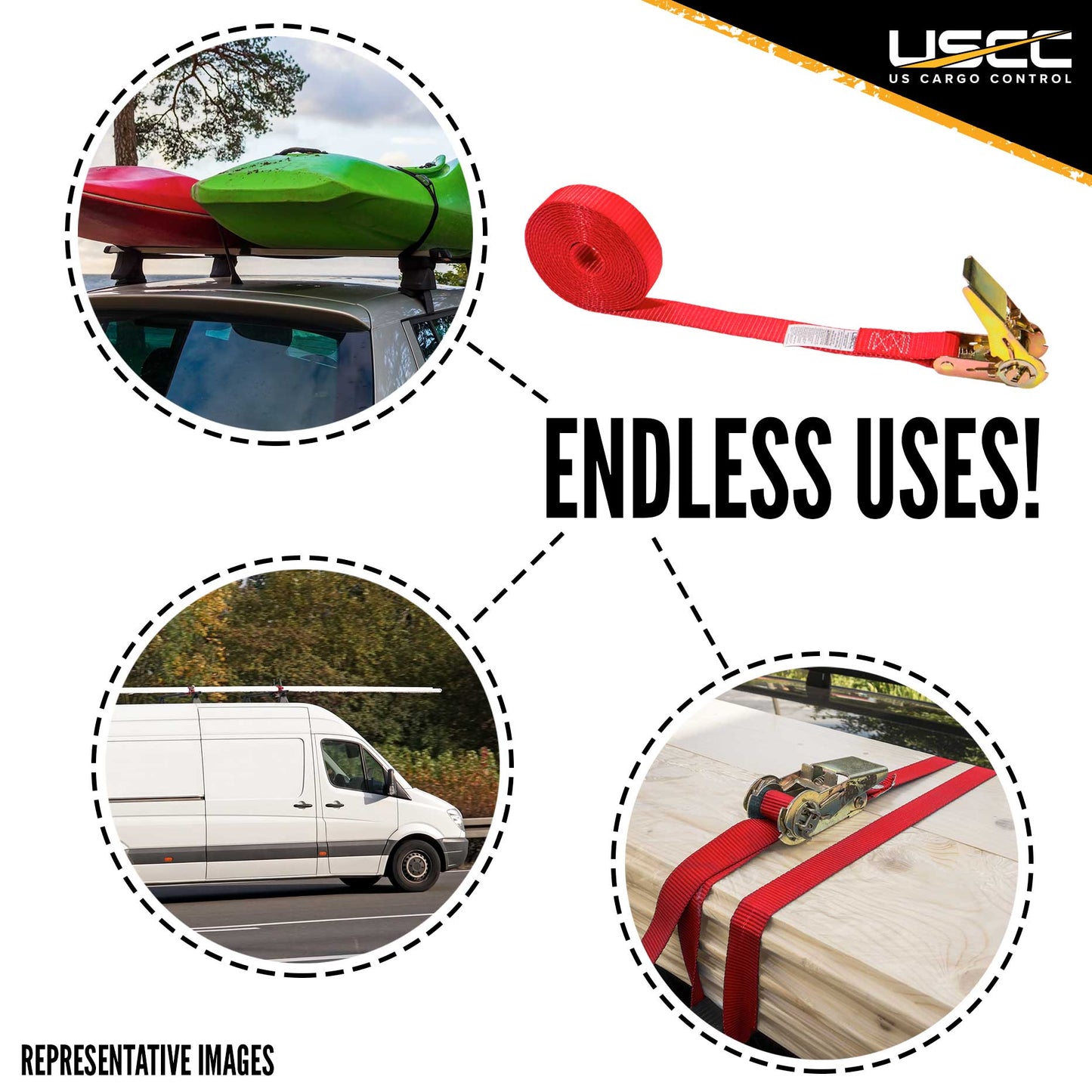 1" x 13' Red Endless Ratchet Strap