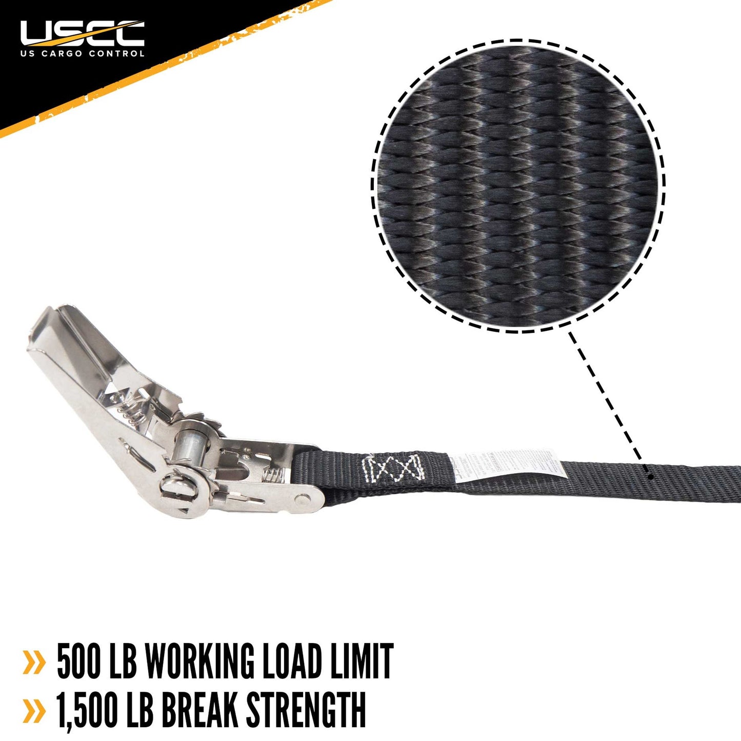 1" x 15' Black Endless Stainless Steel Thumb Ratchet